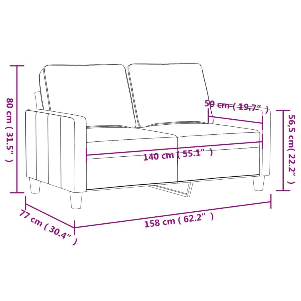 Stoff vidaXL 140 2-Sitzer-Sofa cm Sofa Taupe
