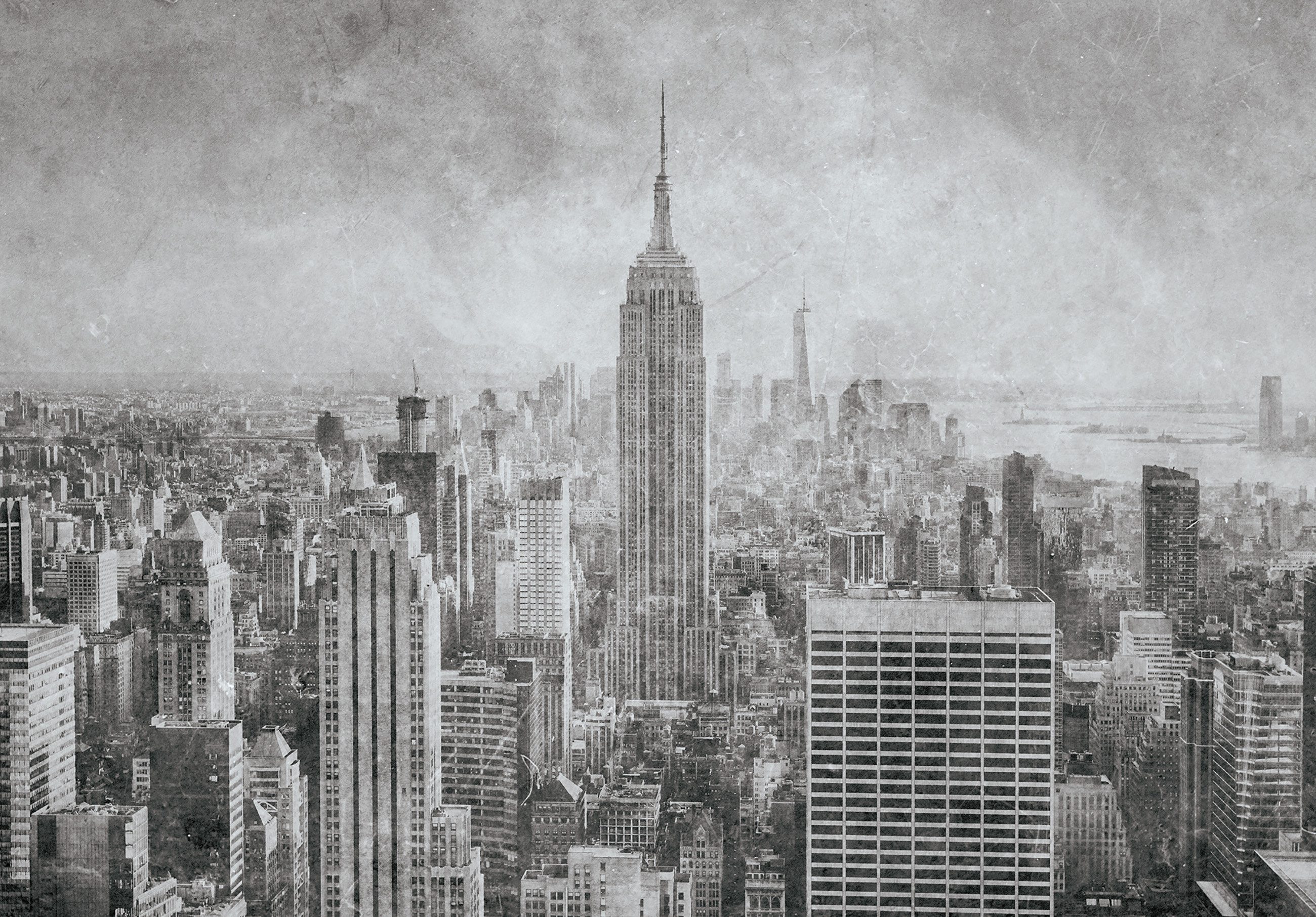 Wallarena Fototapete New York - Mehrfarbig - Modern - Vlies - Wohnzimmer, glatt, (4 St), 416x254cm