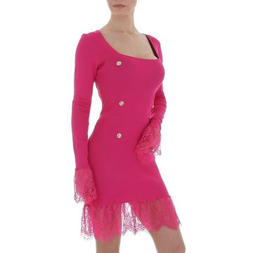 Ital-Design Minikleid Damen Party & Clubwear Knopfleiste Spitze Strickoptik Minikleid in Pink