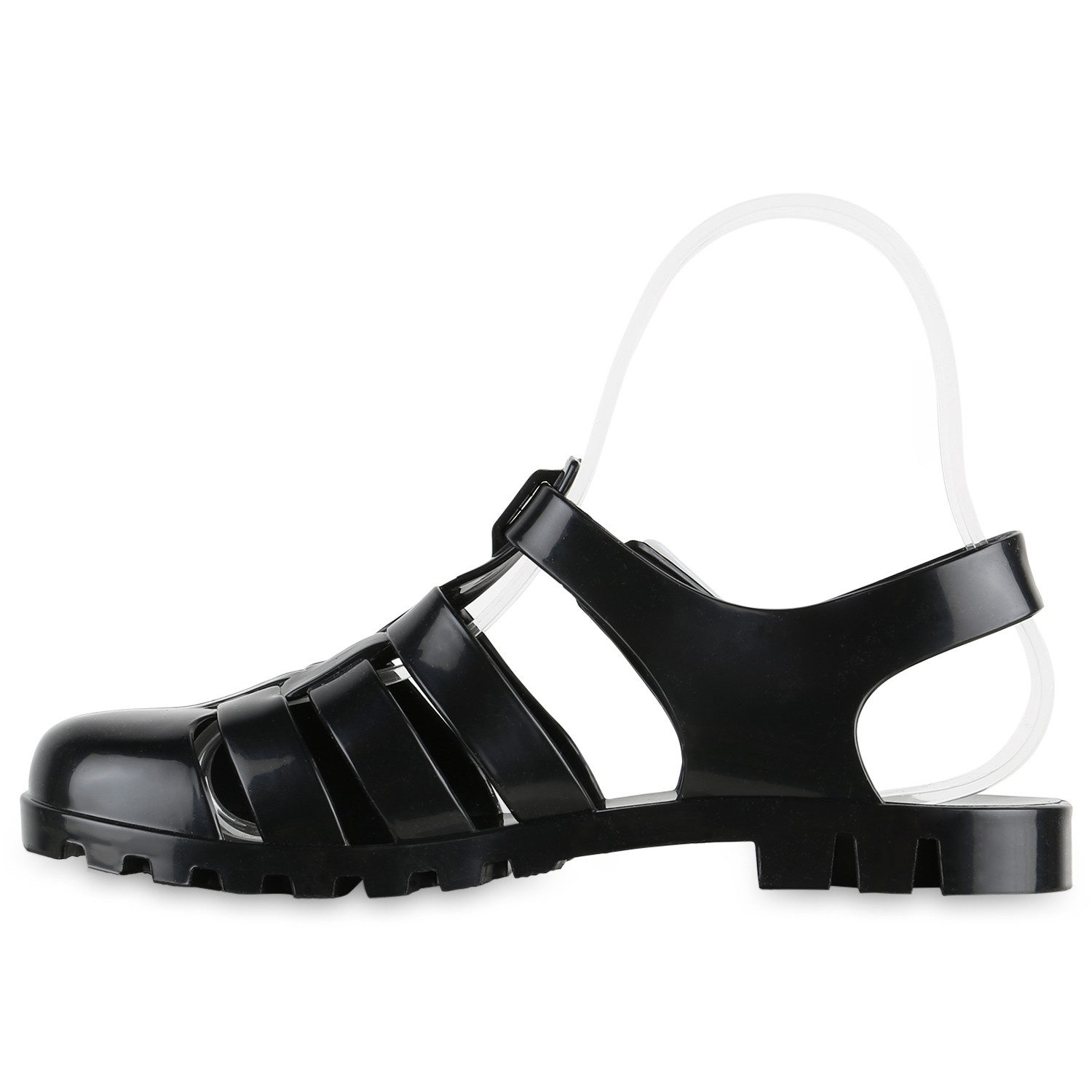 VAN HILL 837646 Pantolette Damen Sandalen Pantoletten Bequeme Lack Cut-Outs Bade-