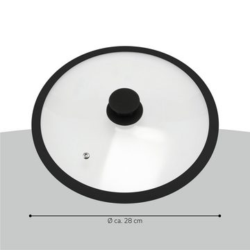 bremermann Topfdeckel Glasdeckel mit Silikonrand für 28 cm Töpfe und Pfannen, schwarz