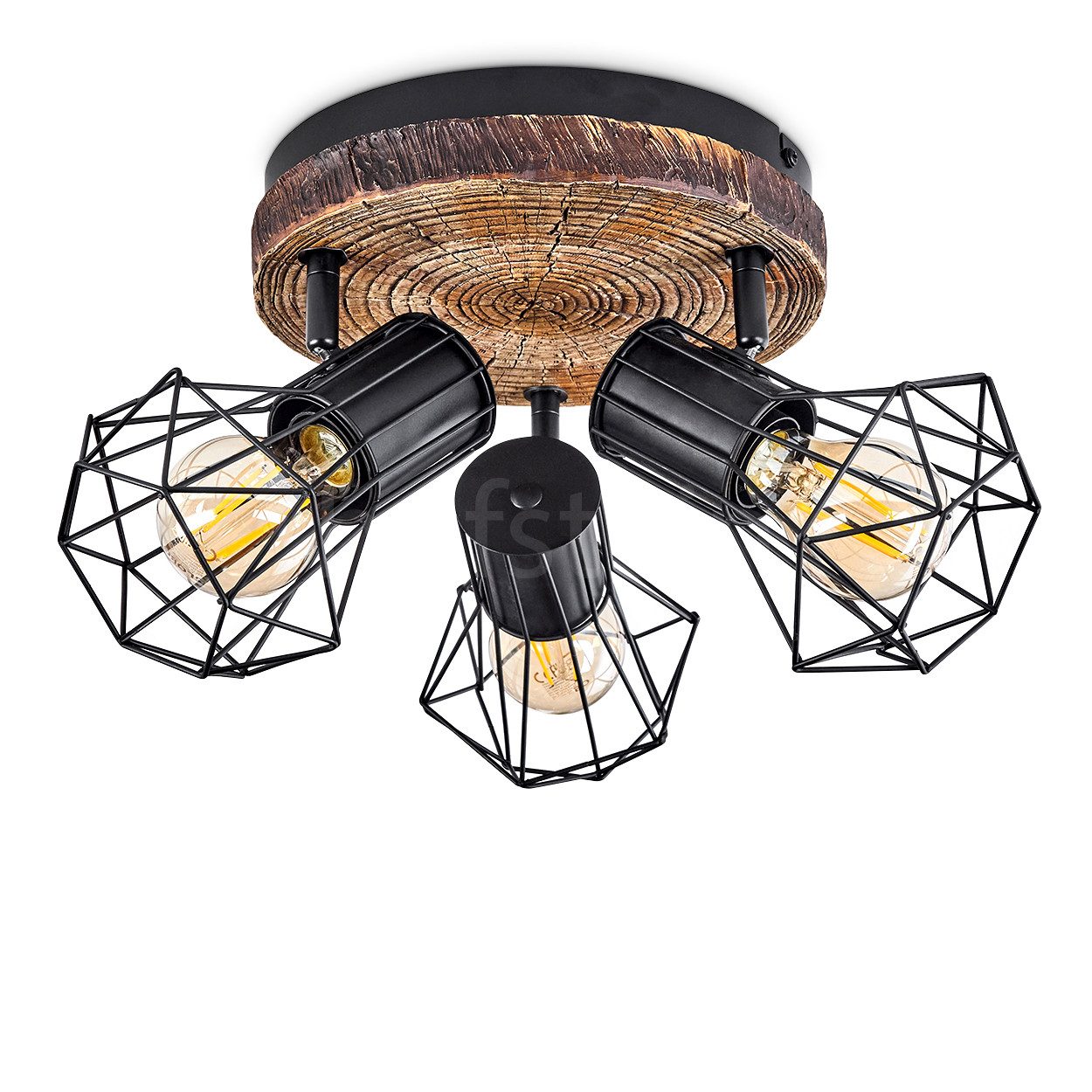 hofstein Deckenleuchte »Pomari« Deckenlampe aus Metall in Schwarz/Holzoptik günstig online kaufen