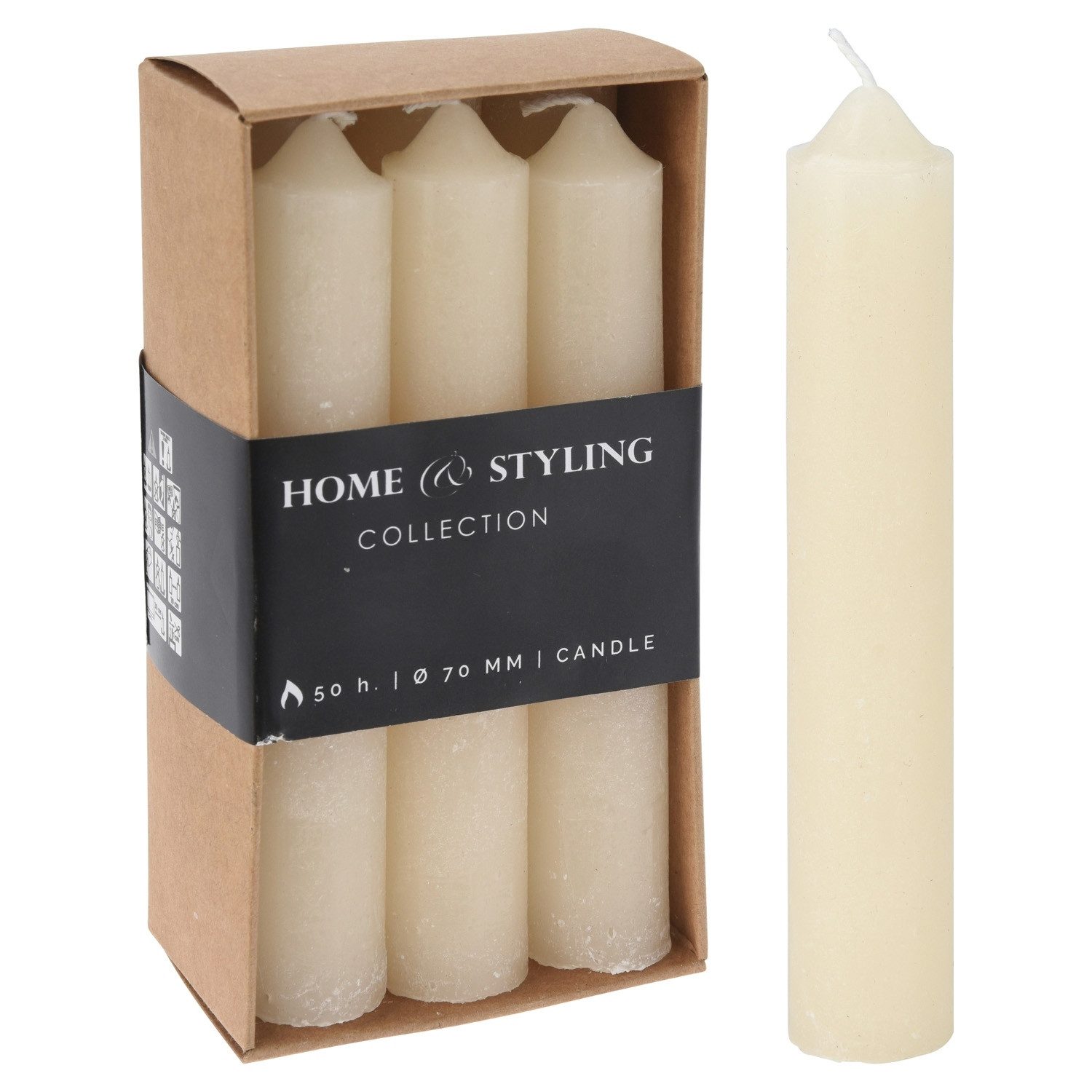 Koopman Spitzkerze JULIETTE, 6er Set, Creme, H 12 cm, Paraffinwachs