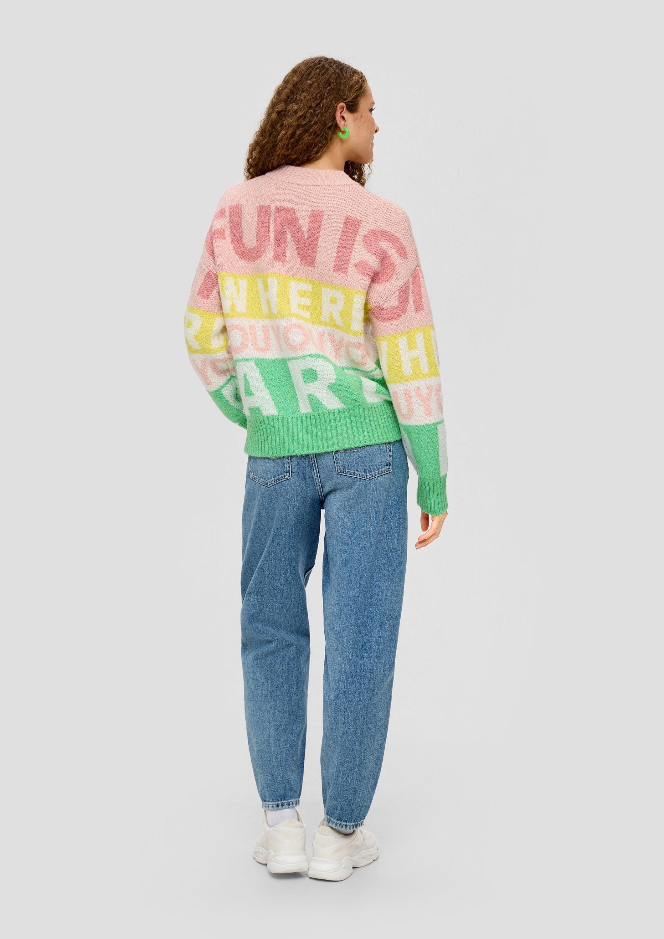 QS Longpullover Strickpullover Jacquard-Pullover aus Strick