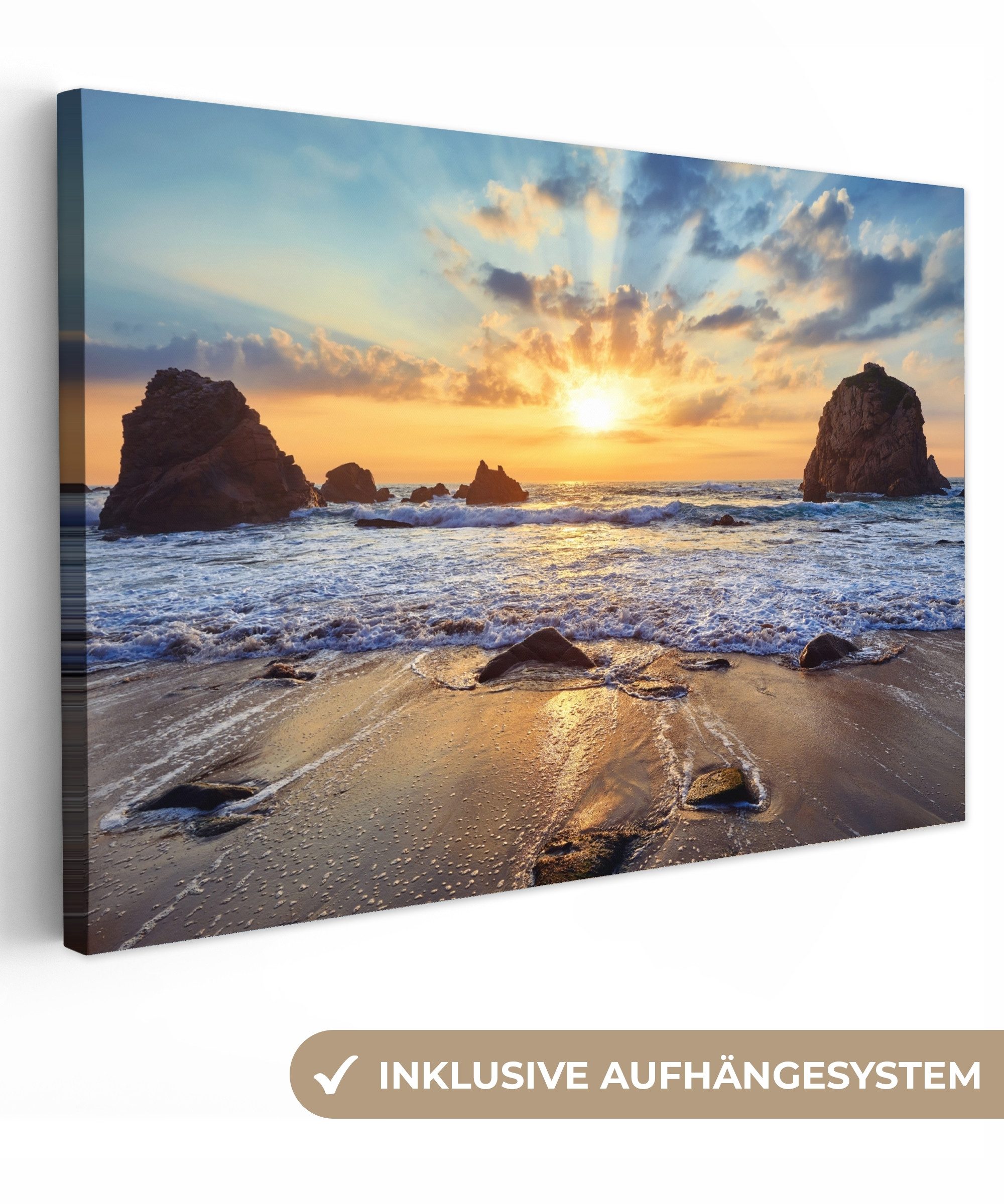 OneMillionCanvasses® Leinwandbild Strand - Sonnenuntergang - günstig online kaufen
