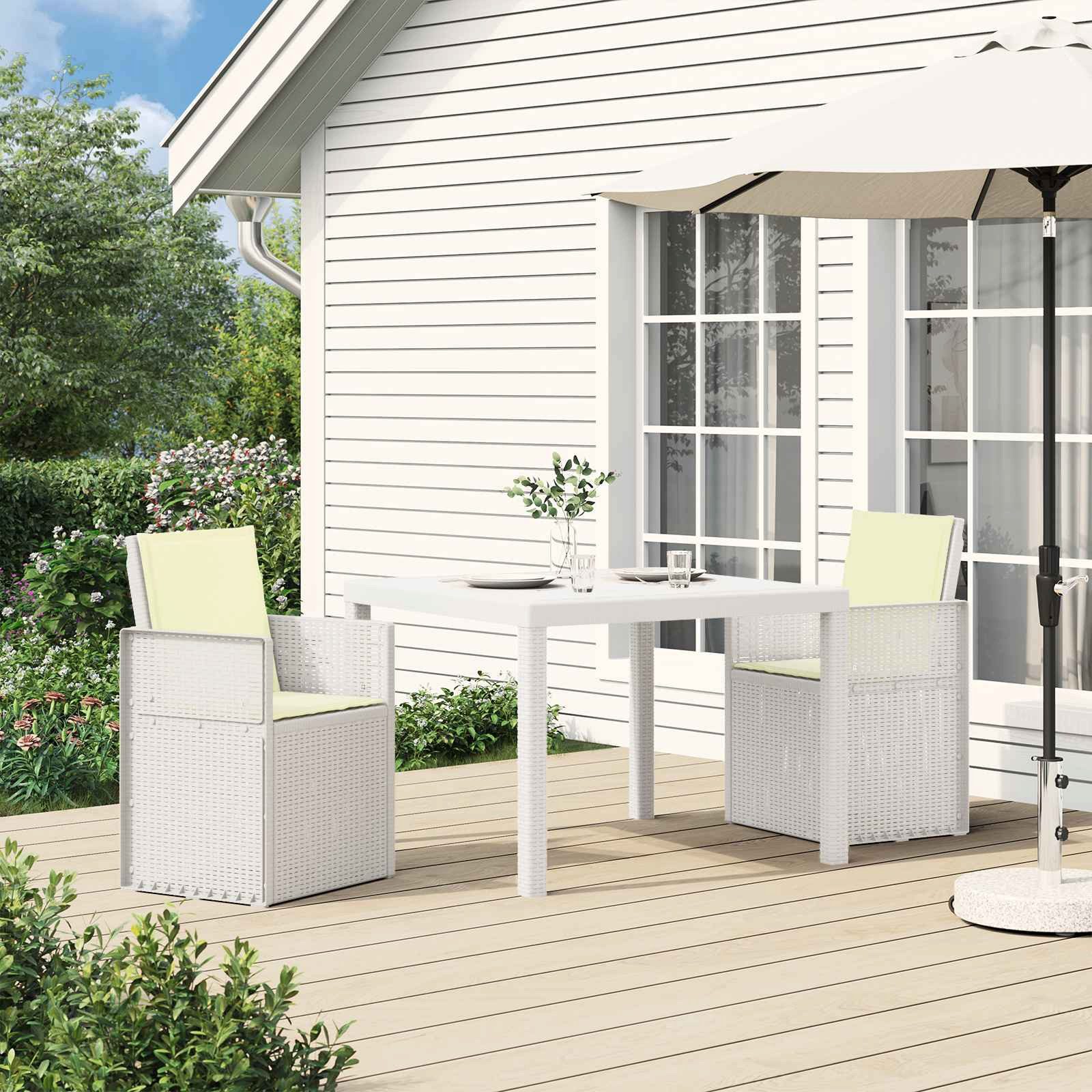 vidaXL Gartenstuhl Garten Esszimmerstühle 2 pcs Weiß und Creme PP (2 St)