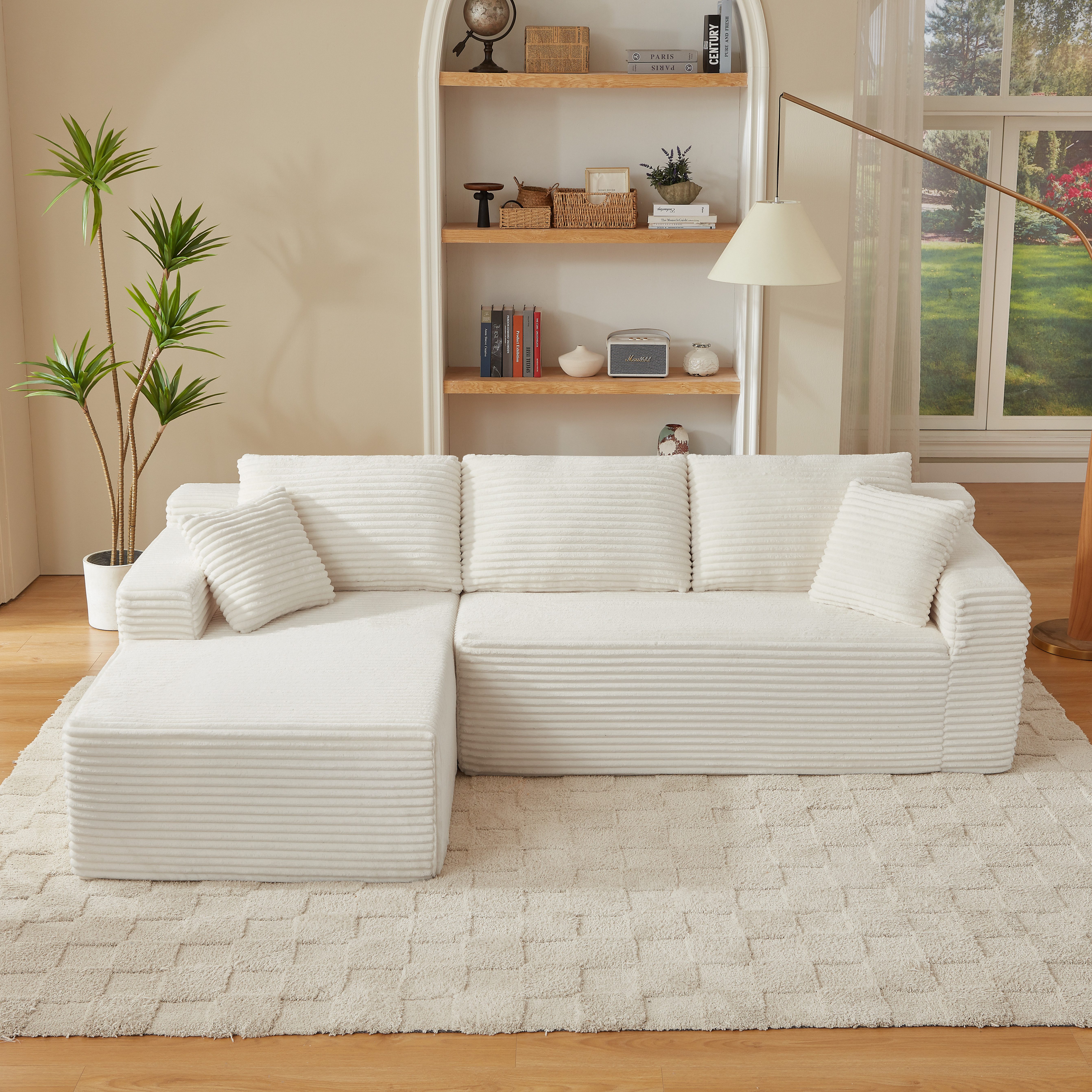 GLP Ecksofa L form Bodensofa mit Schlaffunktion, Sofa-Set, Boneless Sofa ohne Montage, Cord Ecksofa mit Taschenfederkern
