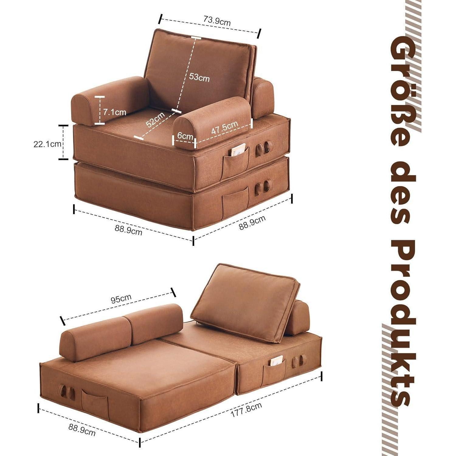 LuxusKollektion TV-Sessel Schlafsessel 2in1 Relaxsessel mit abnehmbaren Armlehnen braun