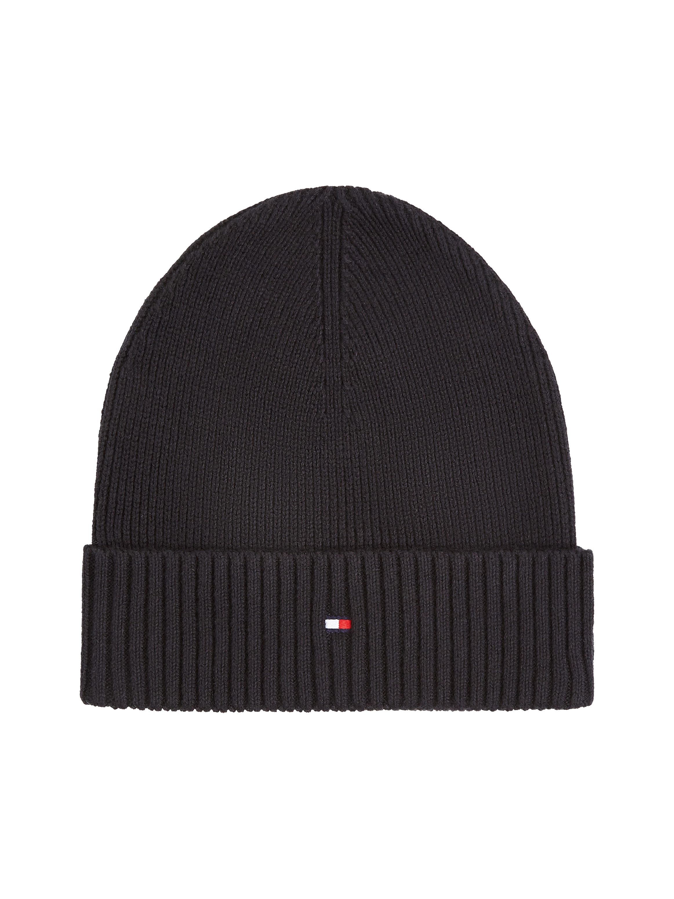 Tommy Hilfiger Strickmütze TH FLAG PIMA COTTON BEANIE mit Logostickerei