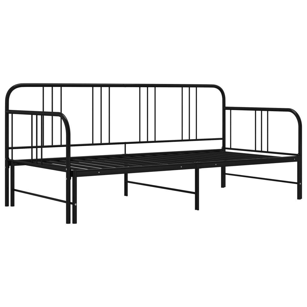 furnicato Bett Tagesbett Ausziehbar Schwarz Metall günstig online kaufen