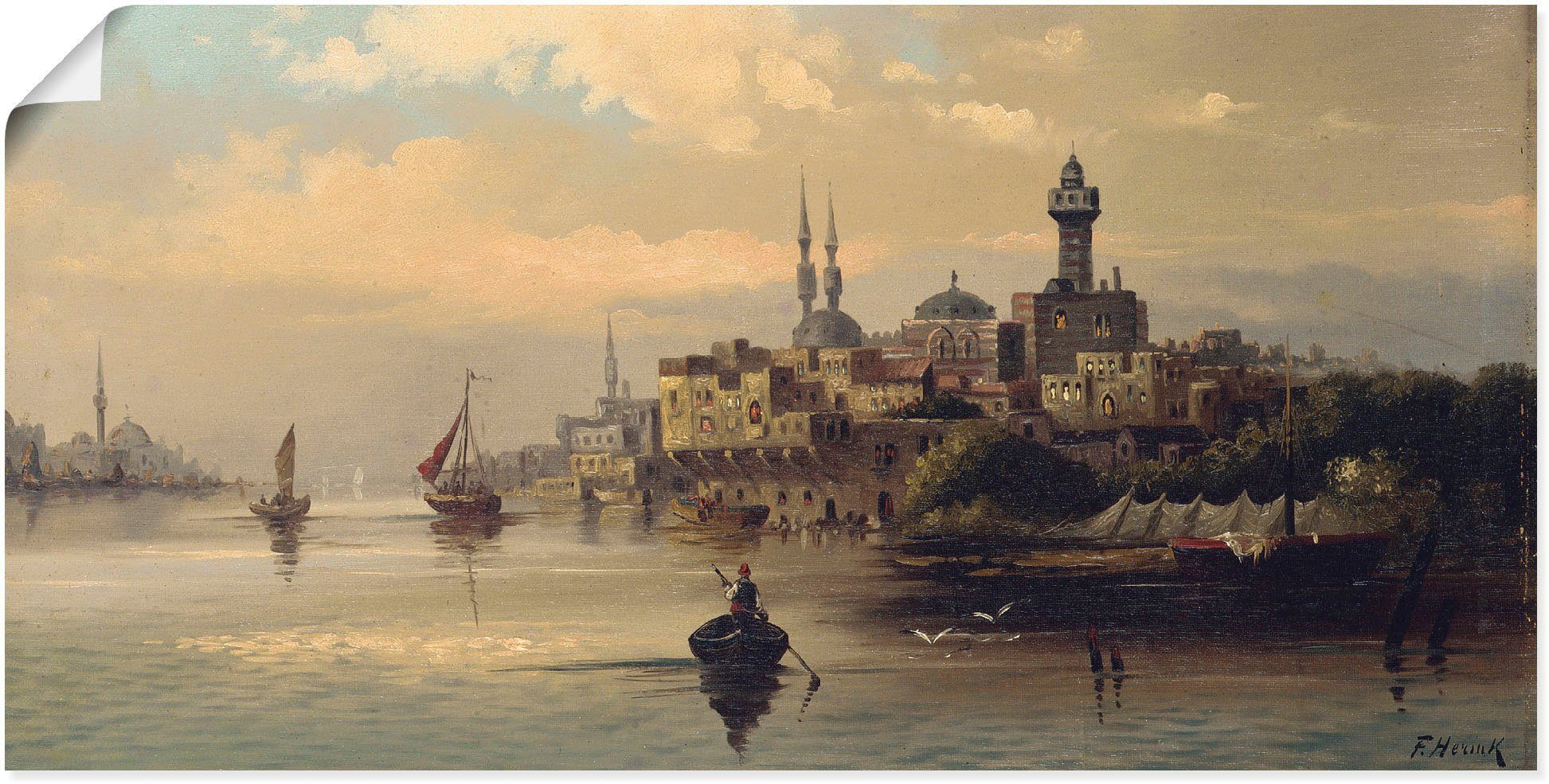 Artland Wandbild Kauffahrtsschiffe auf Bosporus, Istanbul, Gewässer (1 St), als Leinwandbild, Poster in verschied. Größen