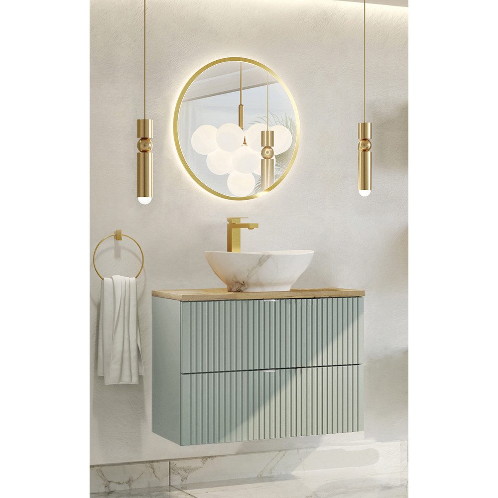 Lomadox Badmöbel-Set NEWPORT-56-GREEN, (Spar-Set, 2-St., Spiegel Waschtisch günstig online kaufen