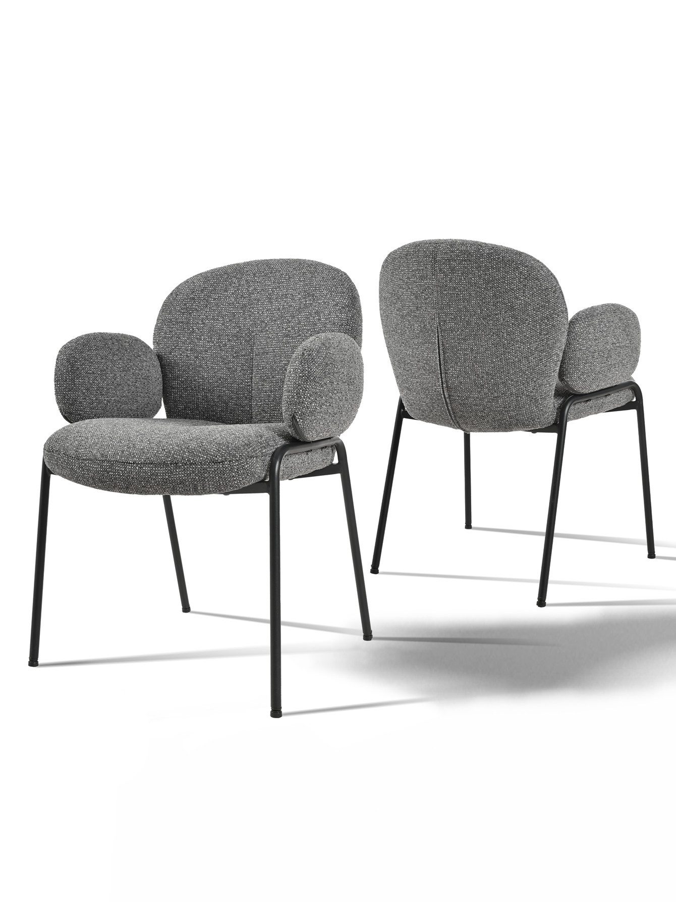 SHINEDEER Polsterstuhl Esszimmerstuhl aus Chenille (2 St), mit Armlehnen und Metallgestell für Küche, Wohnzimmer und Büro