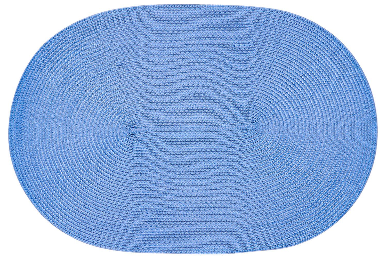 Platzset, Platzset oval ca. 45x30 cm Bast Optik Platzdeckchen Tischset geflochte, Haus und Deko, (1-St) Bleu
