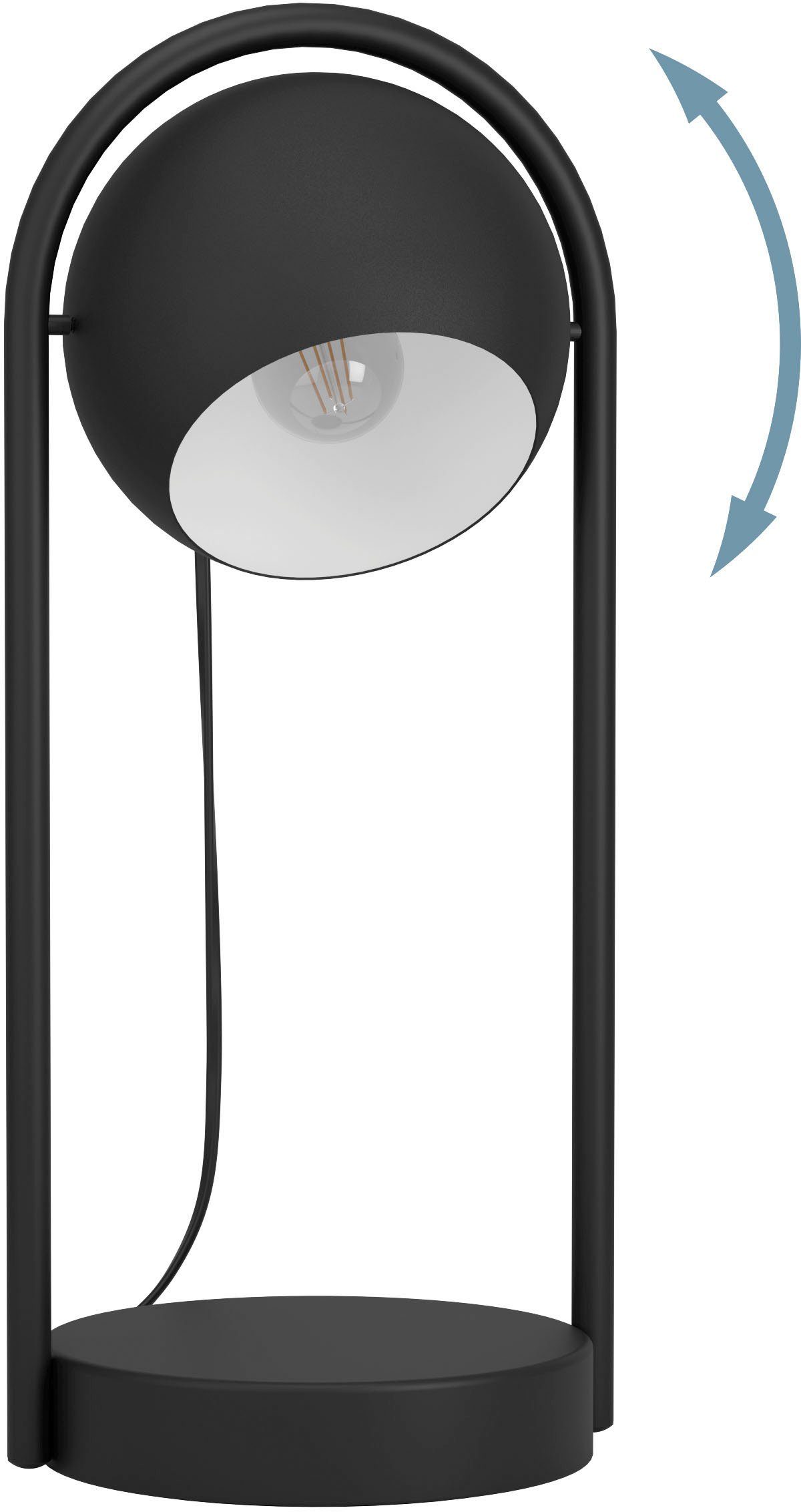 EGLO Tischleuchte MURNIA, Leuchtmittel ohne und E14 exkl. wechselbar, schwarz - aus Stahl Tischleuchte Leuchtmittel, in 40W - weiß