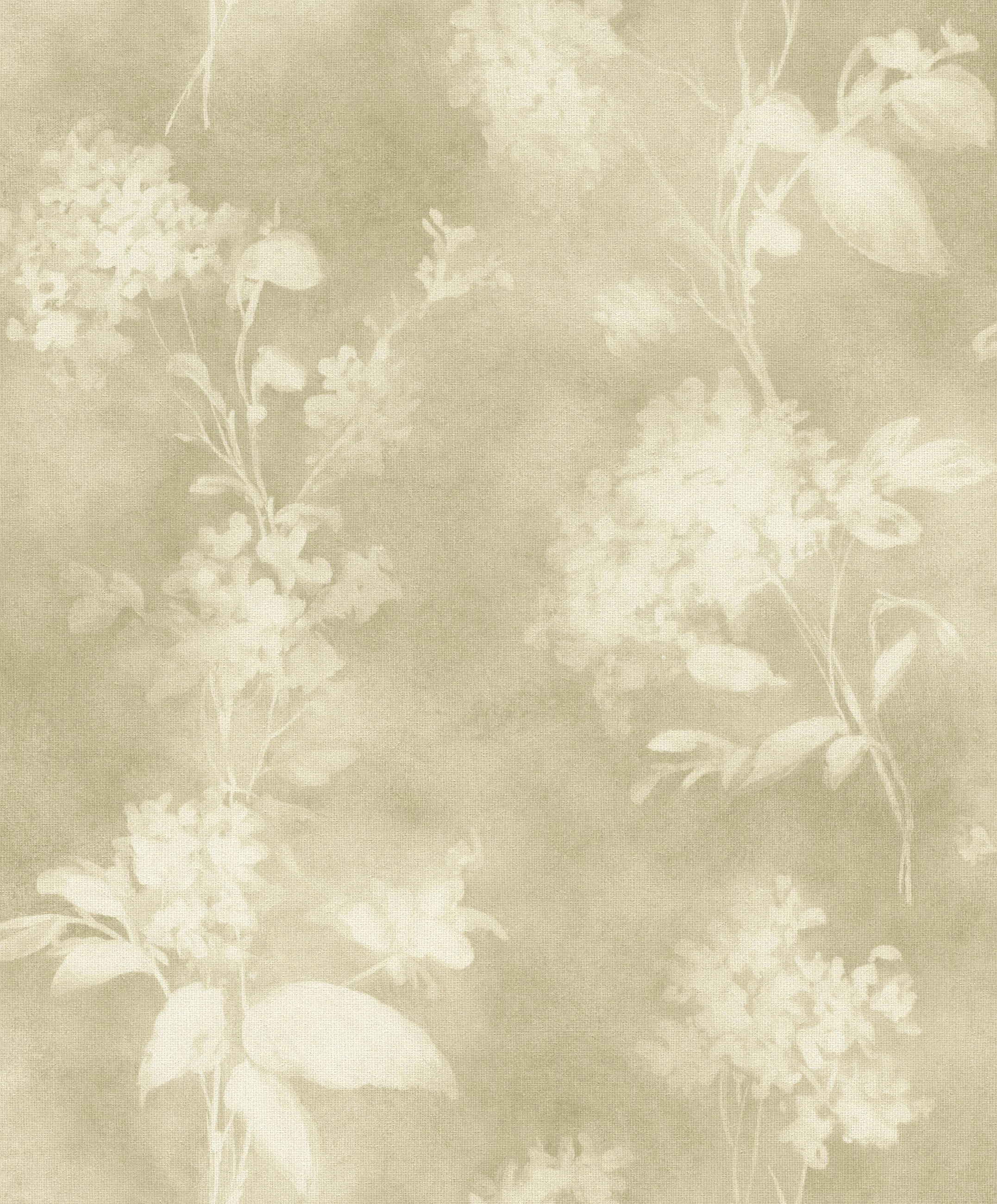 Rasch Vliestapete Pflanzen, Blumen & Blüten in Aquarelloptik - Vinyltapete Creme Grün, floral, glänzend, Aquarelloptik, (1 Rolle, 1 St., Kollektion 'Florentine IV' - 10,05 m x 0,53 m), Lichtbeständige Farben - Feucht abwischbar - Restlost abziehbar