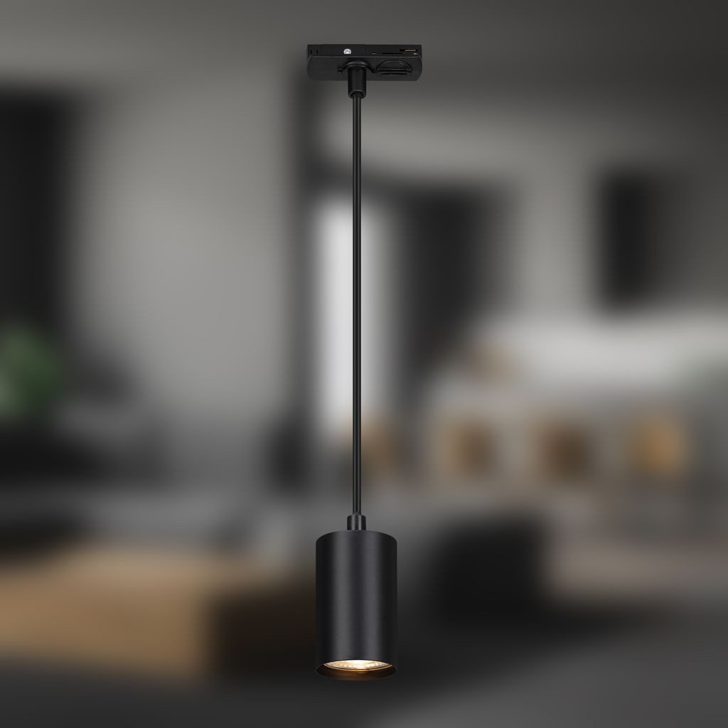 Briloner Leuchten LED Pendelleuchte 8006015, Dimmfunktion, ohne Leuchtmittel, Abhängig vom Leuchtmittel - Warmweiß / Neutralweiß / Kaltweiß, Pendelleuchte 1410x82x55 mm Schwarz max. 9W Schienensystem Rail Küche