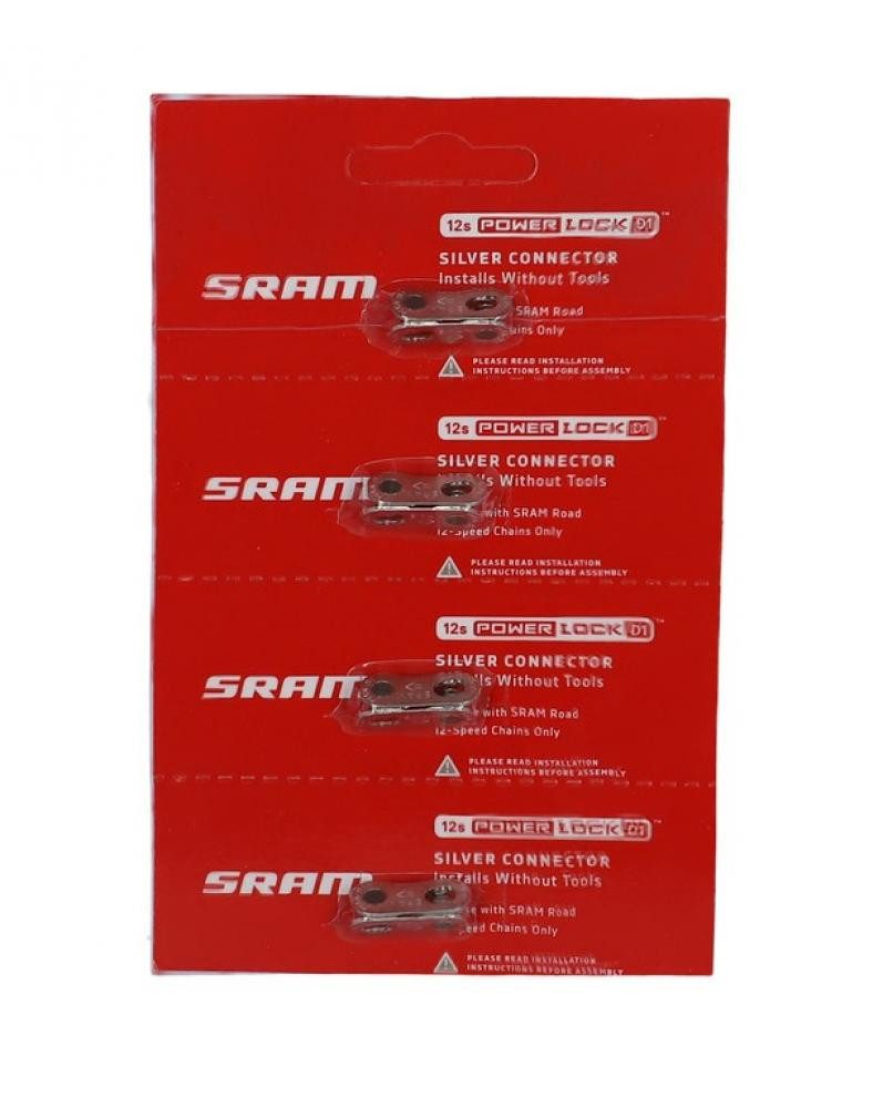 SRAM Fahrradkette SRAM PowerLock Kettenverschluss 12-fach, 4er Pack silber - werkzeuglos