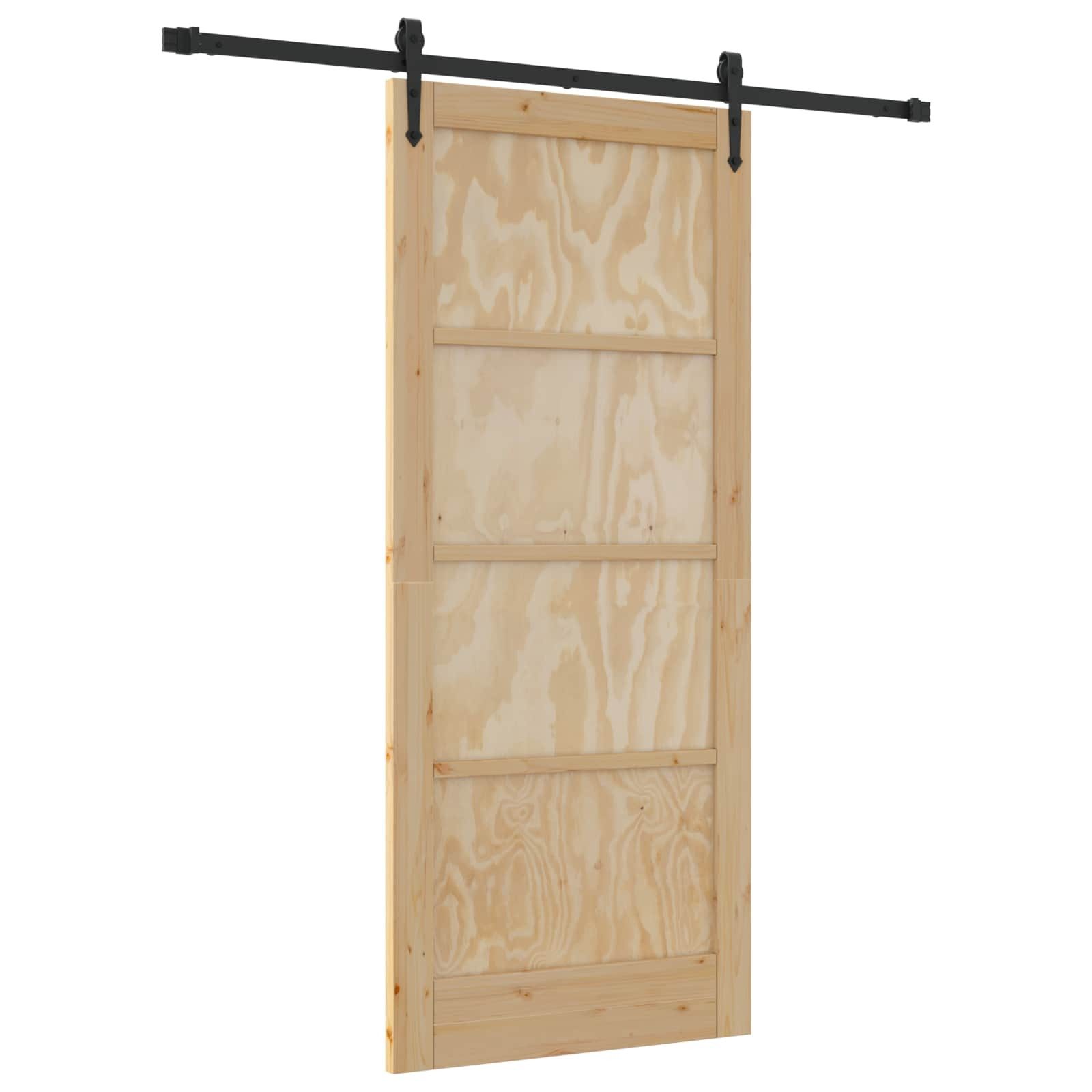 vidaXL Haustür Schiebetür ORKDAL Natürlich und Schwarz 86 x 198,5 cm (1-St)