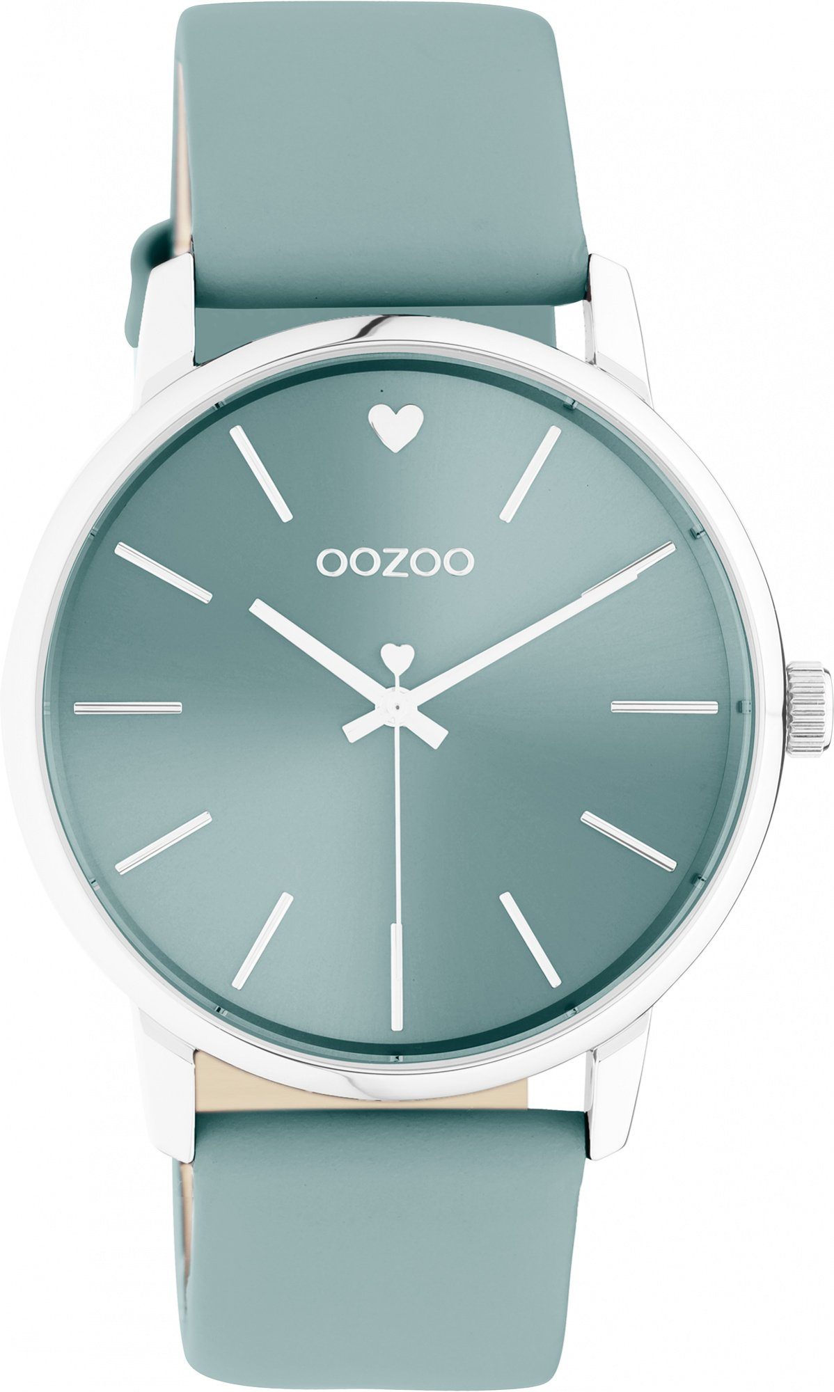 OOZOO Quarzuhr Damenuhr C10985 Armbanduhr Himmelblau Lederband 40 mm