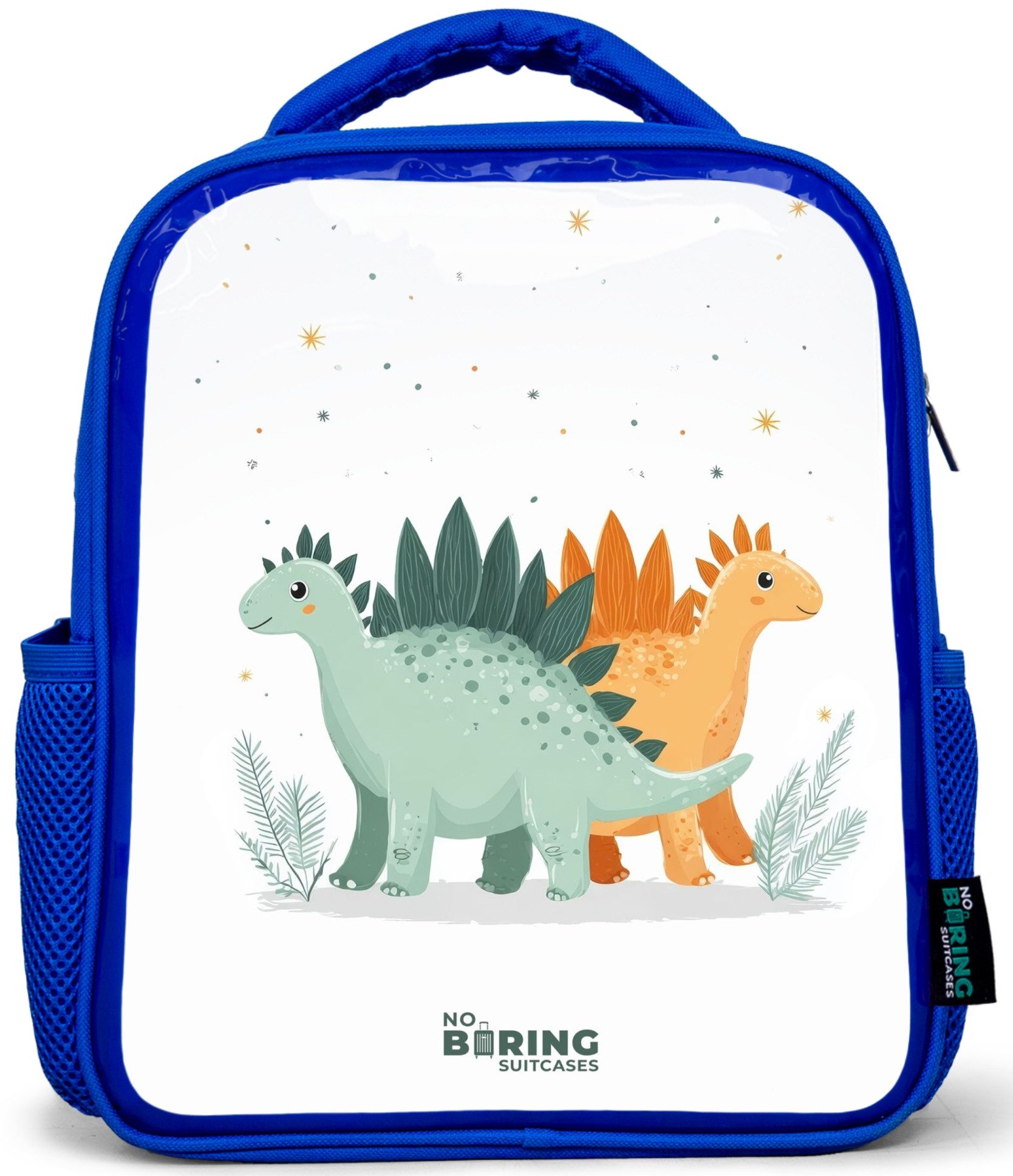 NoBoringSuitcases.com© Rucksack Blau - Stegosaurus-Duo unter Sternenhimmel, Kinderrucksack, Schulrucksack, Freizeitrucksack, Jungen, Kindergarten