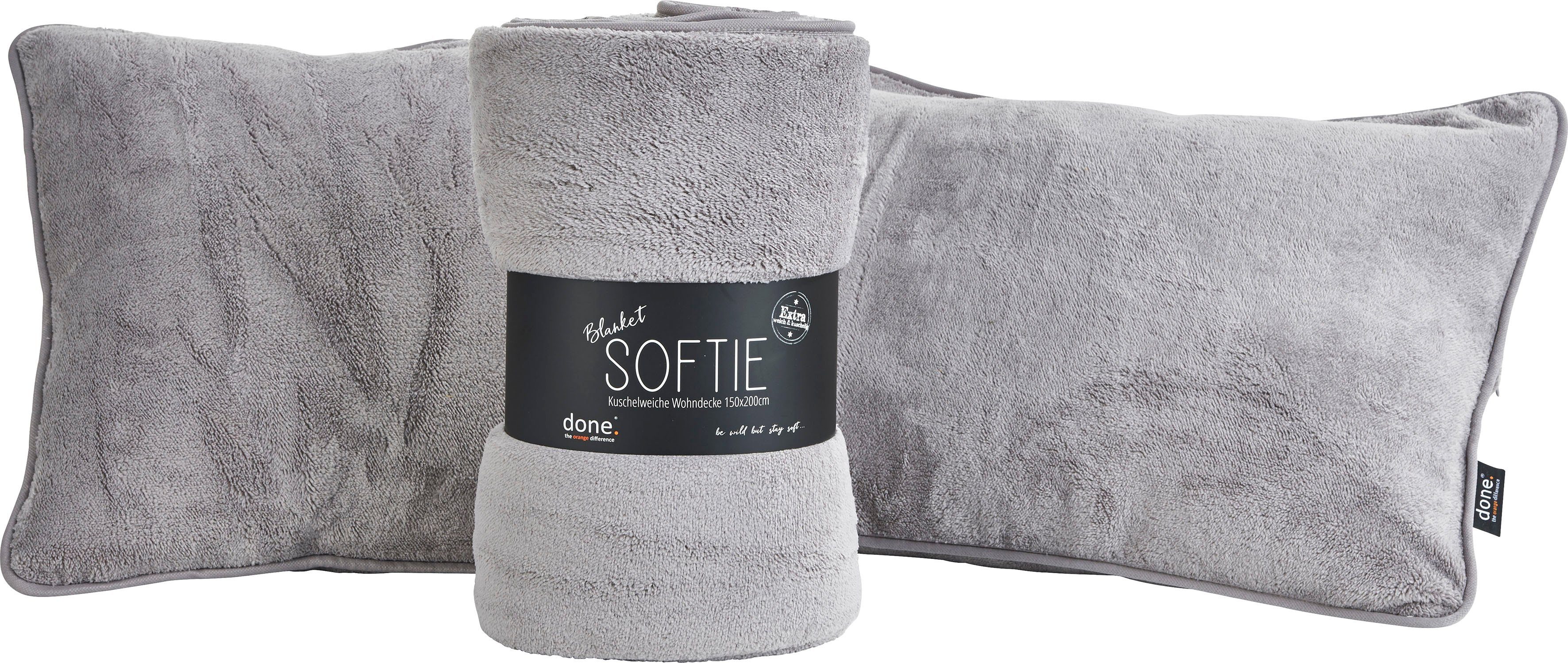 aus Kuscheldecke weiche done.®, Wohndecke softigem Wohndecke Teddy-Stoff, Softie, stone Extra