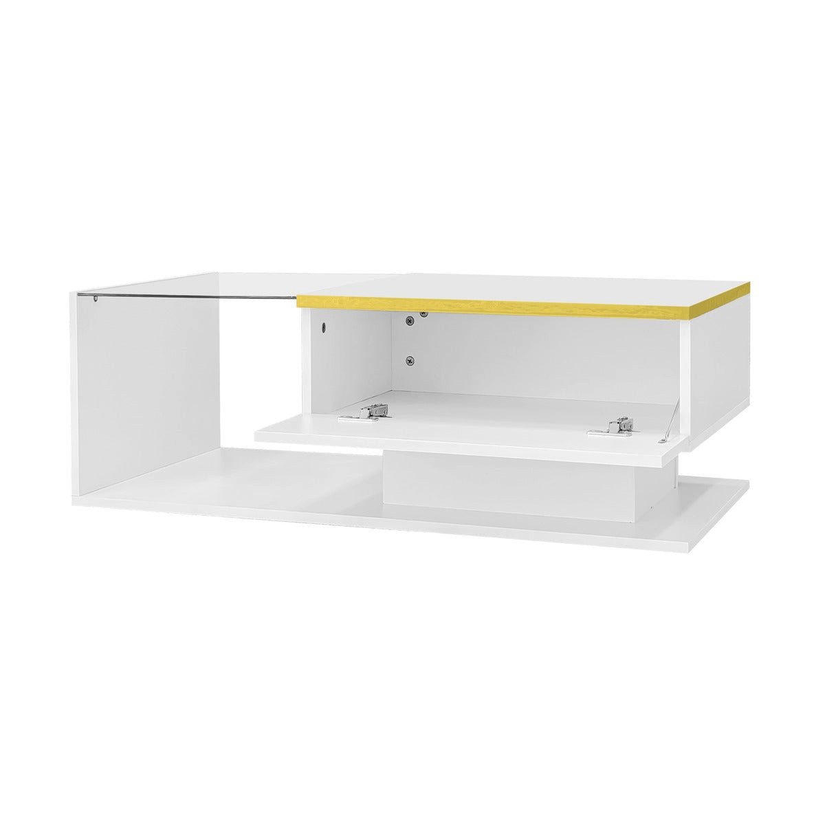 SSY Beistelltisch Beistelltisch, 90x50 cm, in Weiss, aus Holzwerkstoff (Einzeltisch, 1-St., Einzelartikel), LED-Beleuchtung, Glasplatte
