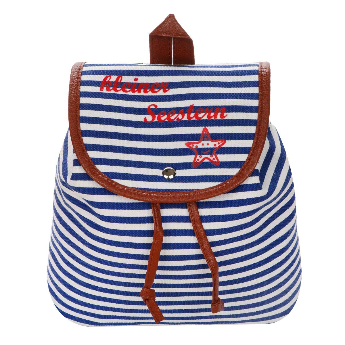 Sonia Originelli Umhängetasche XS Rucksack "kleiner Seestern" Streifen Maritim Daypack blau-rot