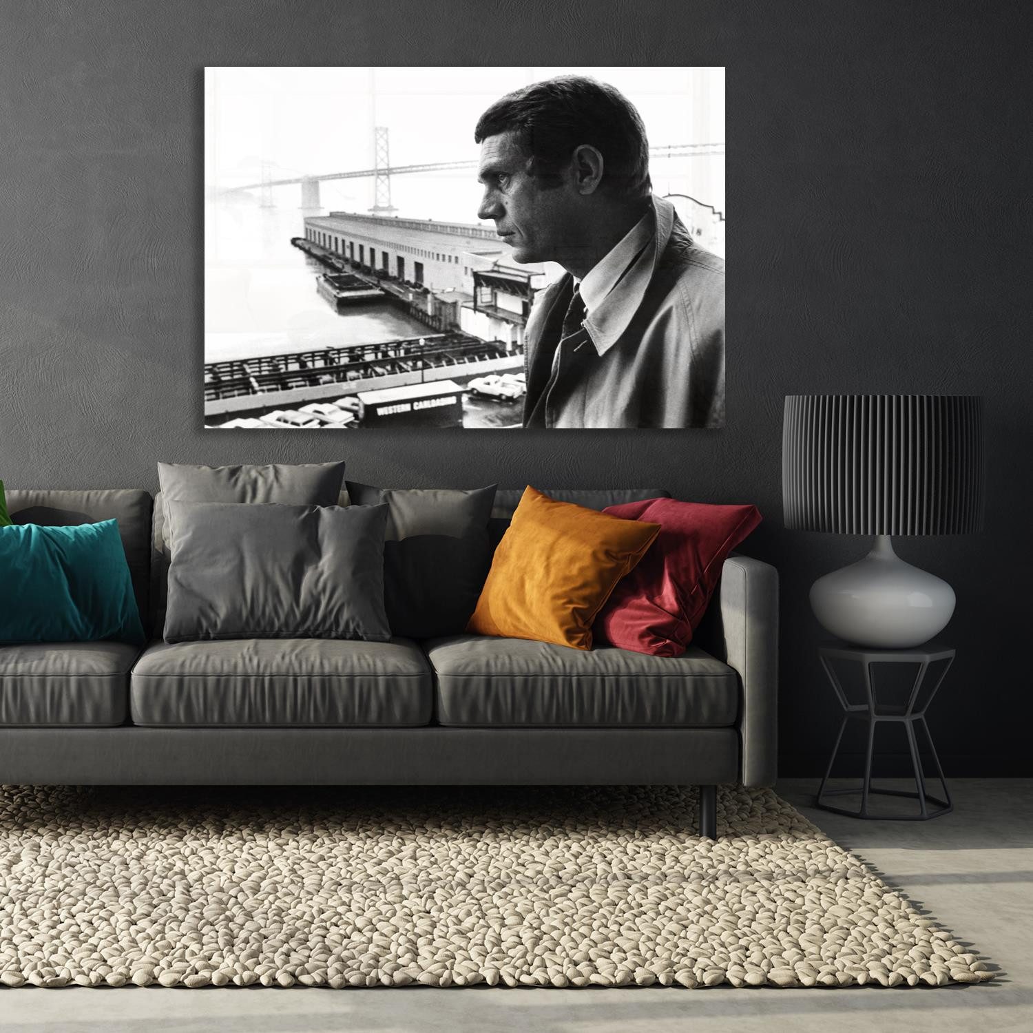 queence Acrylglasbild Mc Queen, Mann, Schwarz-Weiß, Stars, Fine Art-Print in Galeriequalität