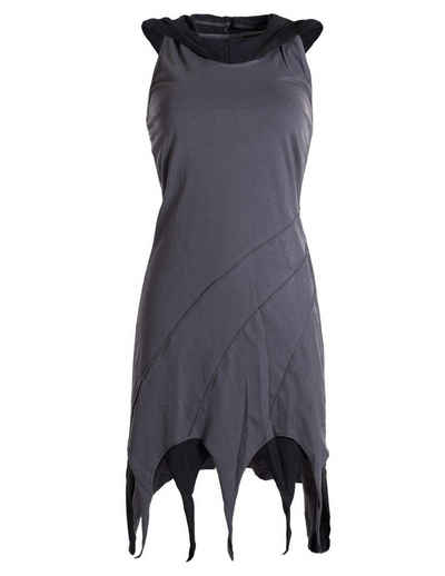 Vishes Neckholderkleid Kapuzen Lagenlook Zipfel-Neckholder aus Baumwolle Hippie, Goa, Elfen Kleid