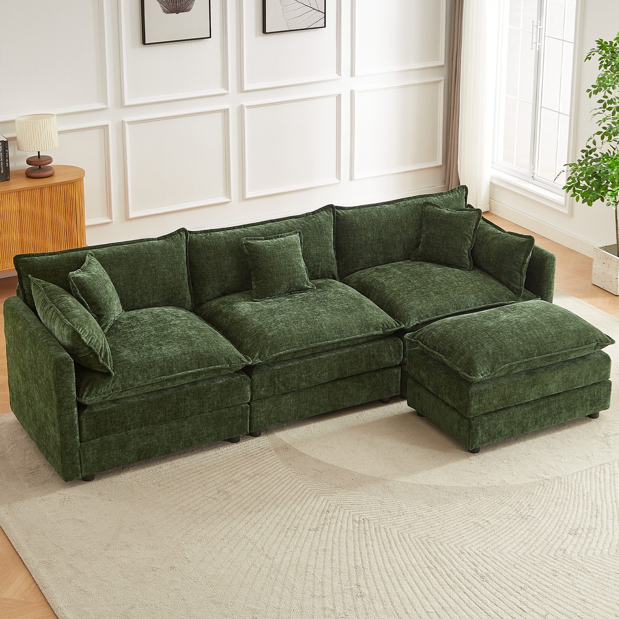 Jiexi Wohnlandschaft 285cm Ecksofa Mit Schlaffunktion, Kordsofa, Ecksofa Eckcouch