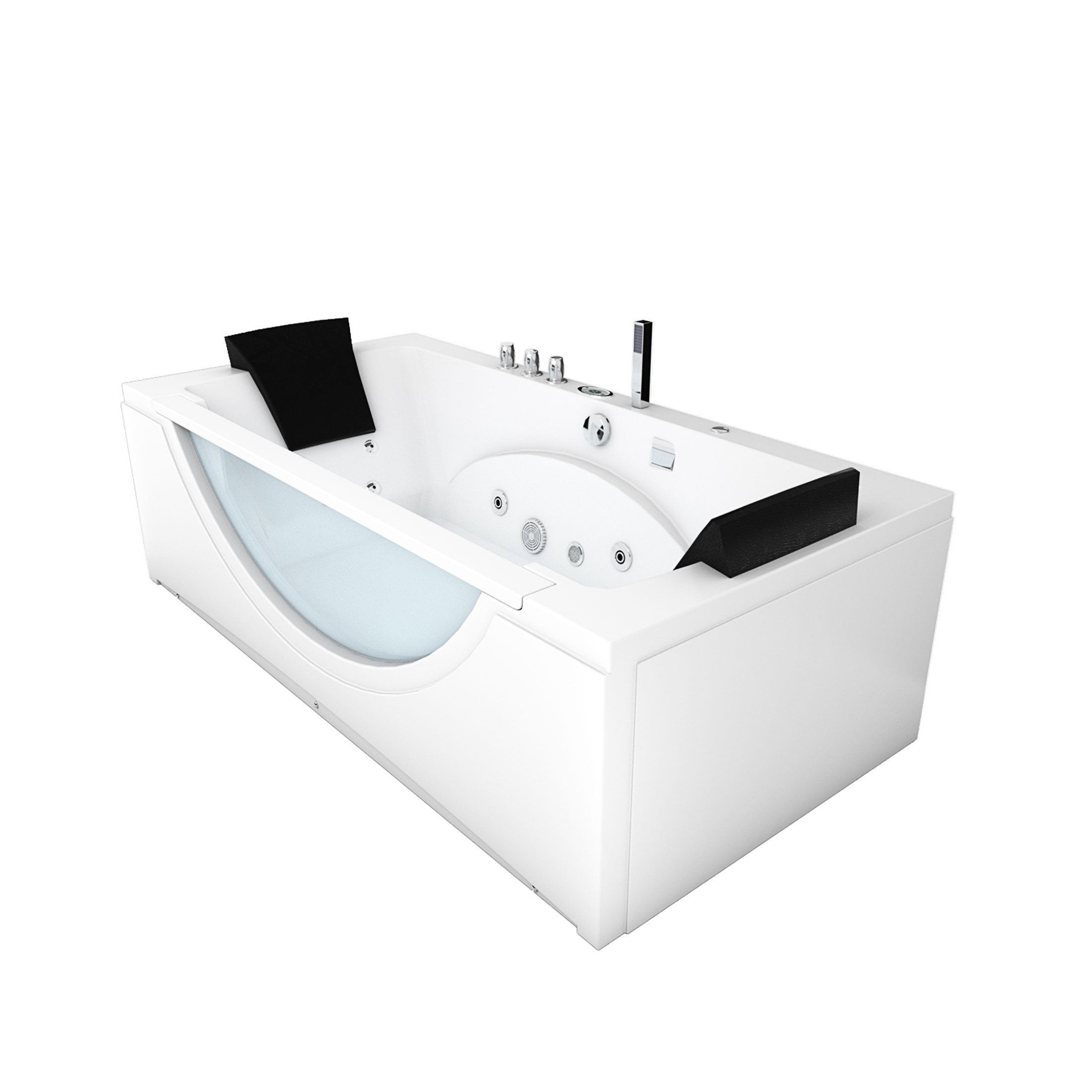 AcquaVapore Whirlpool-Badewanne Whirlpool Badewanne Eckwanne Wanne W81-A-ALL 90x180cm, (1-tlg), mit Ablaufgarnitur