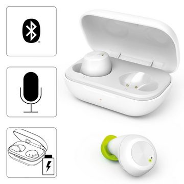 Hama Bluetooth-Kopfhörer True Wireless In-Ear Sprachsteuerung Bluetooth-Kopfhörer (Freisprechfunktion, Sprachsteuerung, True Wireless, integrierte Steuerung für Anrufe und Musik, kompatibel mit Siri, Google Now, Google Assistant, Siri, A2DP Bluetooth, AVRCP Bluetooth, HFP, ultraleicht, IPX 4 Spritzwasserschutz, für Sport und Alltag, Ladebox)