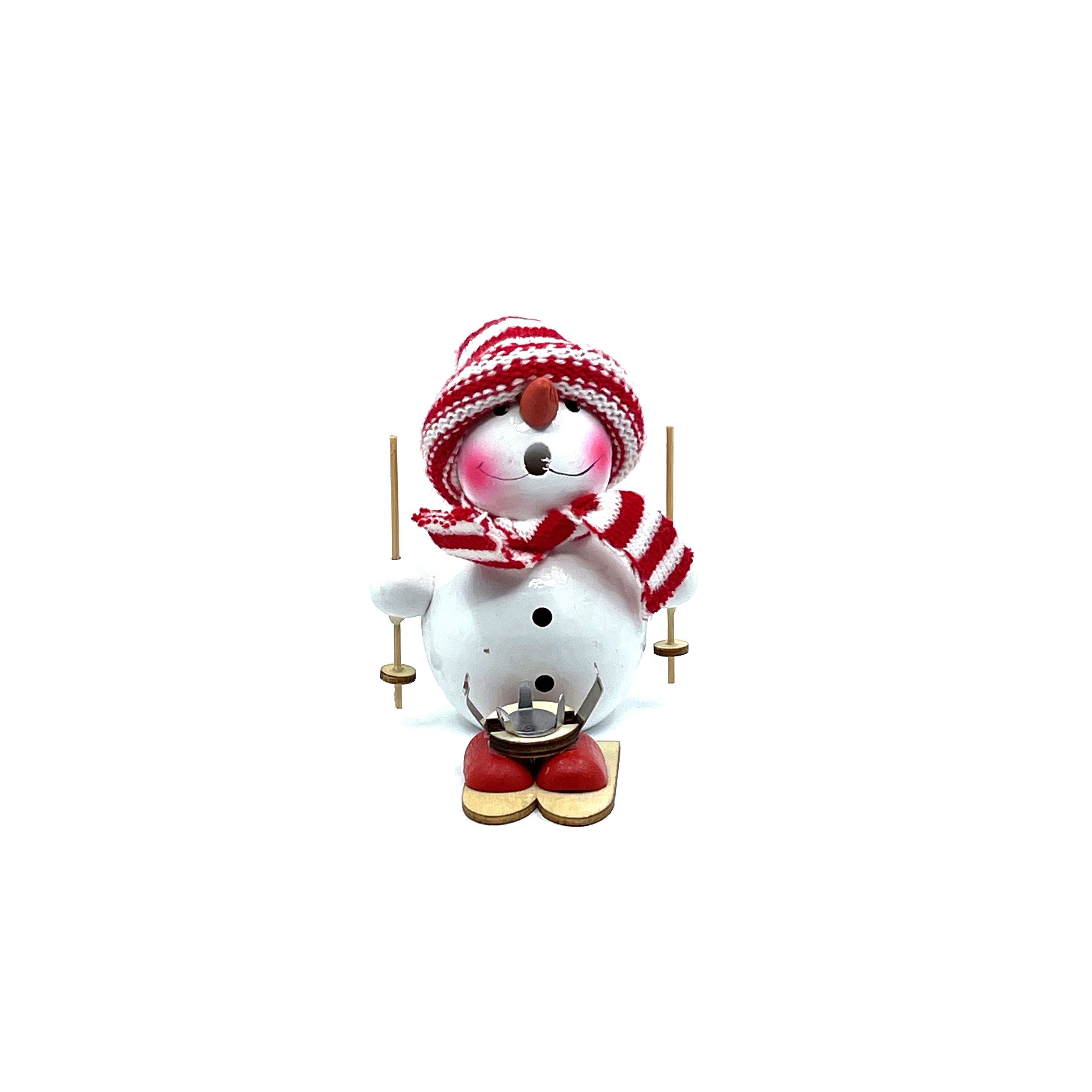 Kaladia Räuchermännchen Schneemann als Skiläufer - ca. 12cm - aus Holz gefertigt, für Räucherkerzen der Größe M (Standard) - ideal als Geschenk – Bild 2 von 2