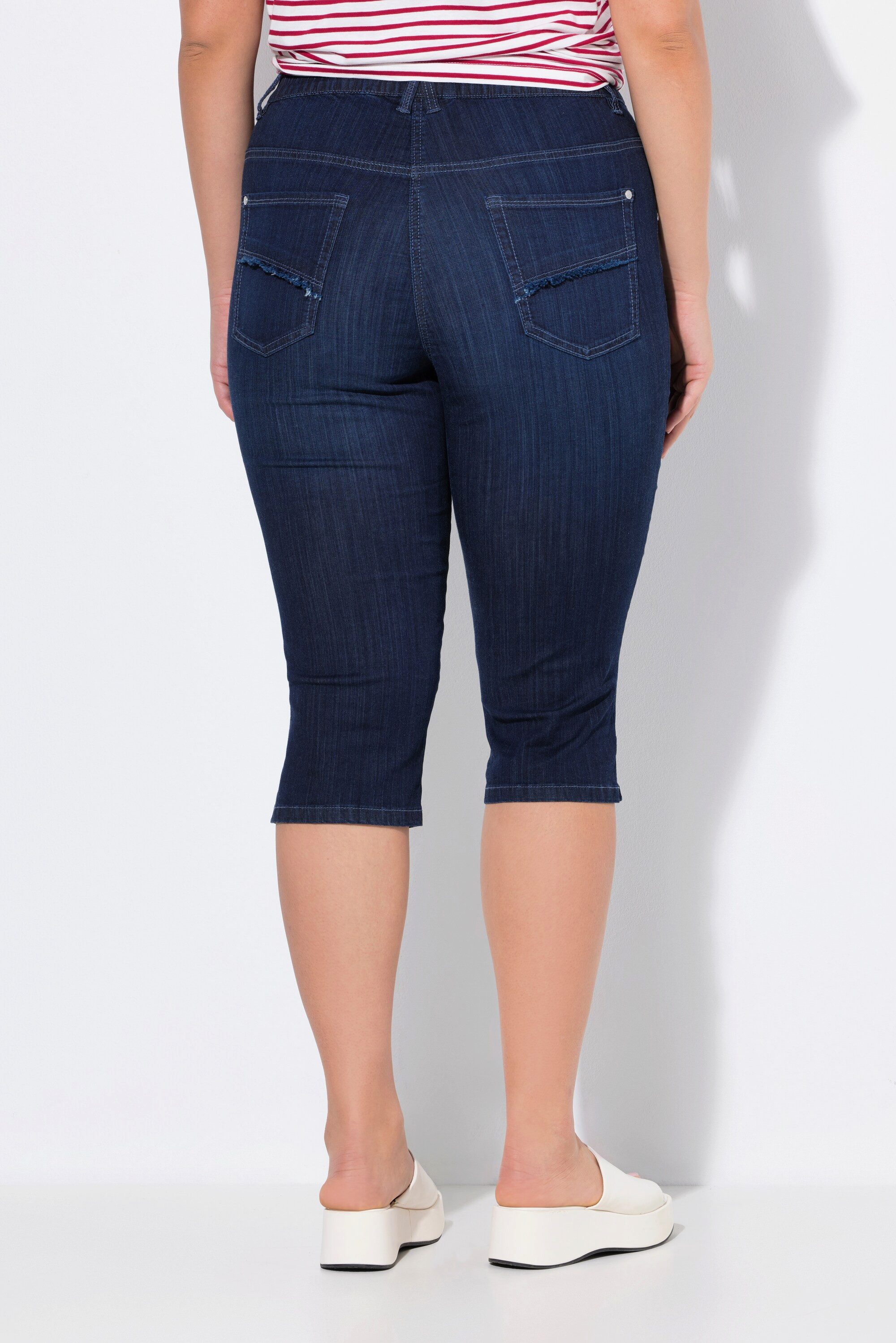 Ulla Popken Regular-fit-Jeans Jeans-Capri Sienna schmales Bein Elastikbund