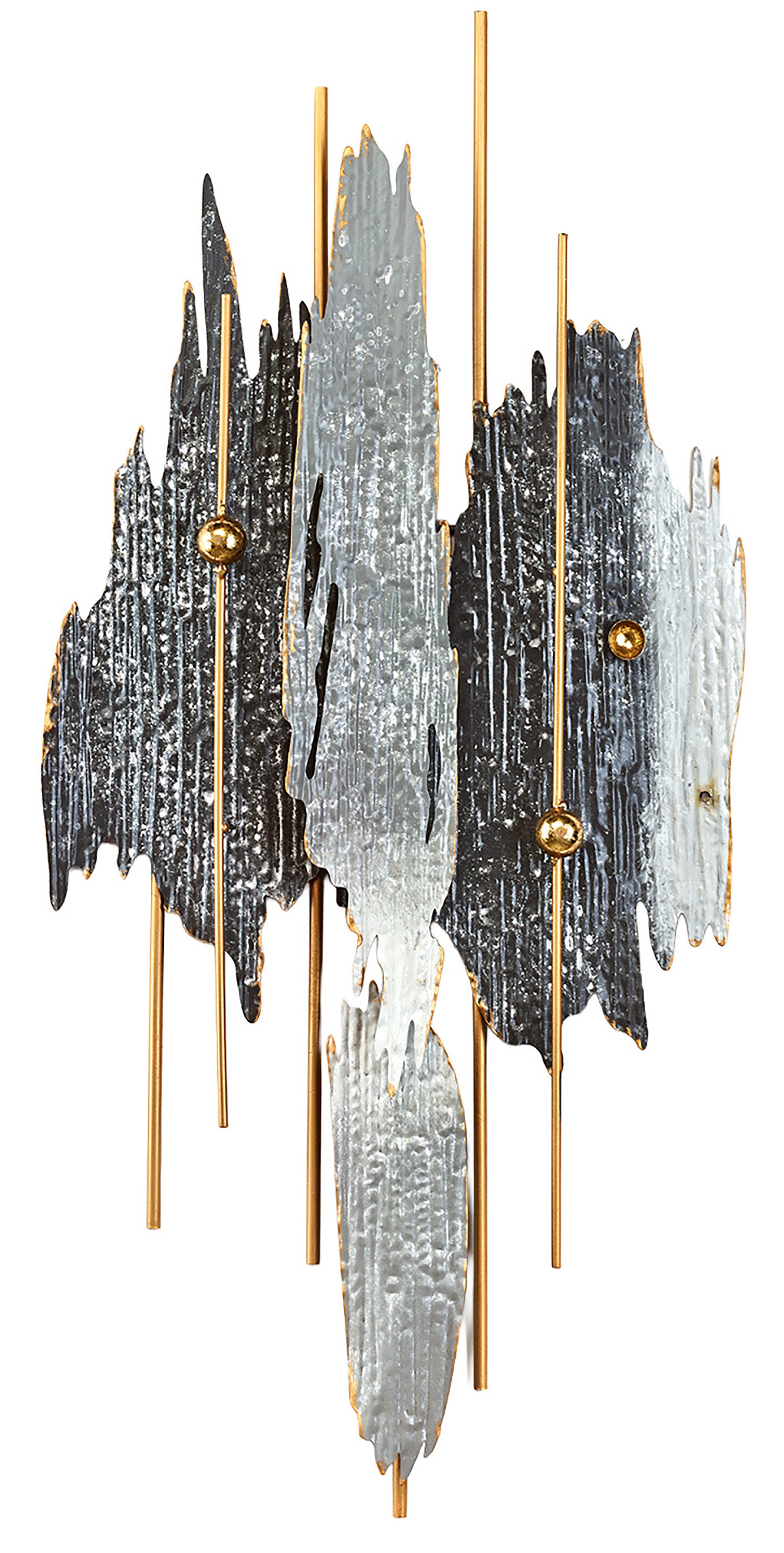 Kobolo Wandbild Wanddeko Metallbild STRUTTURA Metall Grau 35x78cm, Wohnzimmer Abstra, (Einzelstück, 1 St), aus Metall