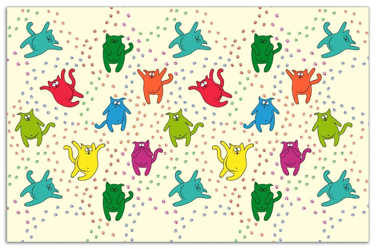 Wallario Herd-Abdeckplatte Lustige bunte Katzen mit dicken Bäuchen, ESG-Sicherheitsglas, (Glasplatte, 1 tlg., inkl. 5mm Noppen), verschiedene Größen