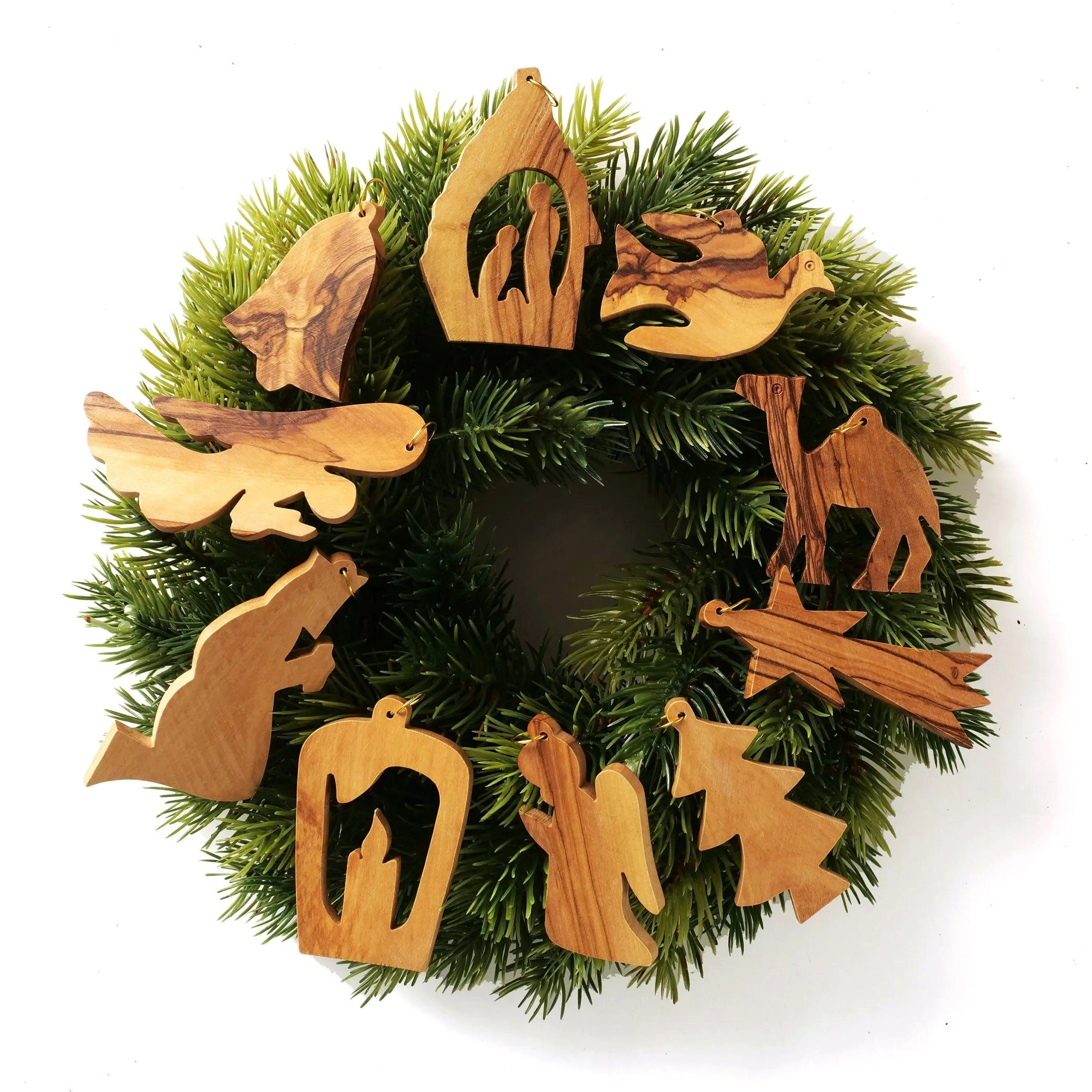 Versand am selben Tag Kassis Dekoobjekt Weihnachtsdeko Baumschmuck Naturprodukt, umweltfreundlich, handgemacht, Holzdeko Olivenholz, Bethlehem, Anhänger aus aus