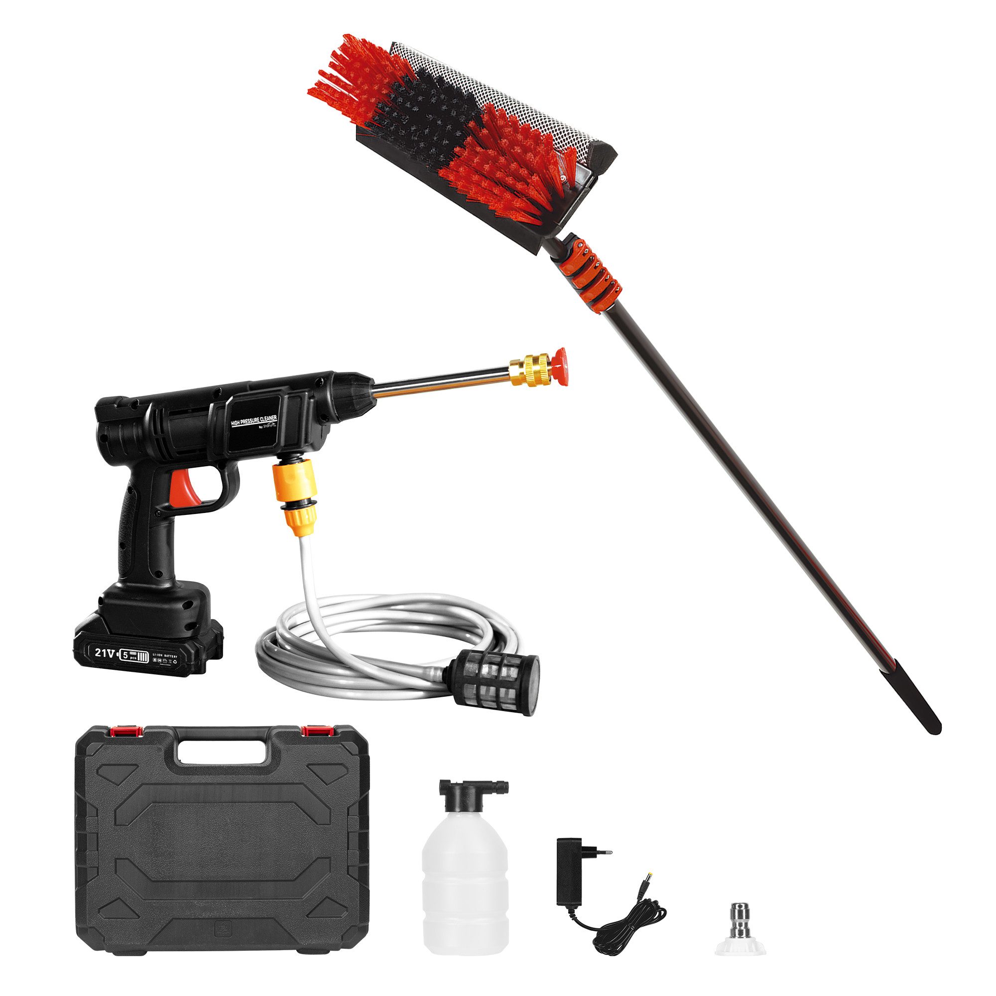 Genius Akku-Druckreiniger Pressure Druckreiniger inkl. Telescopic Hydrocleaner, Set 18-tlg., (18 tlg)