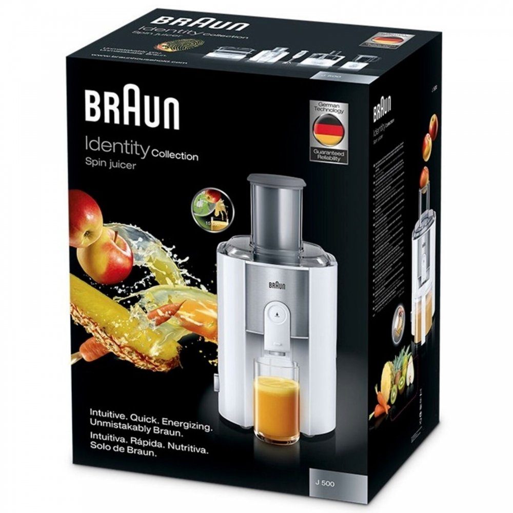 Braun Entsafter IdentityCollection Spin Juicer J 500 – Entsafter – weiß/edelstahl