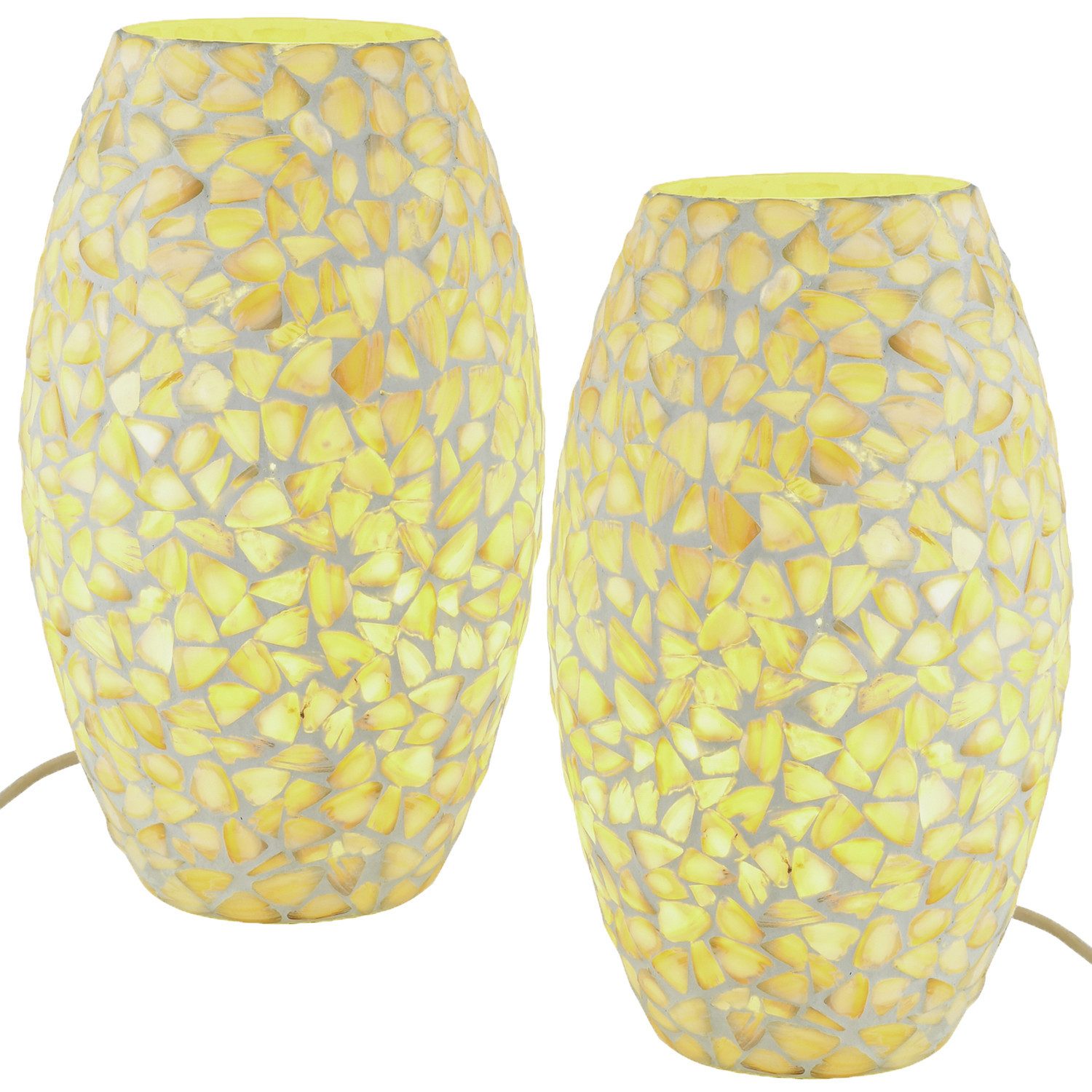 Marrakesch Orient & Mediterran Interior Nachttischlampe 2er Set Boho Deko tischlampe Nachtischlampe aus Glas Mosaik Tiaga -2-, Handarbeit