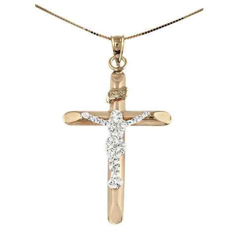 Firetti Kette mit Anhänger Schmuck Geschenk Gold 375 Halsschmuck Halskette Goldkette Venezianer, mit Kristall