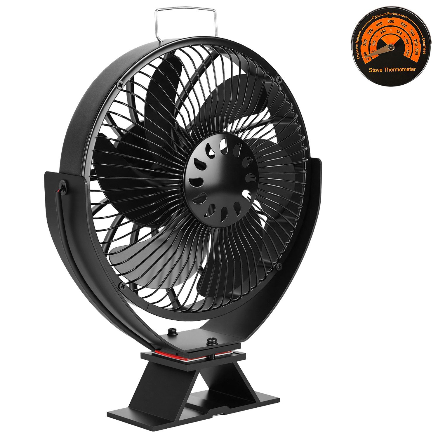 Clanmacy Kaminventilator 6 Flügel Kaminofen Ventilator Neigbar Ofenventilator Stromloser Kamin
