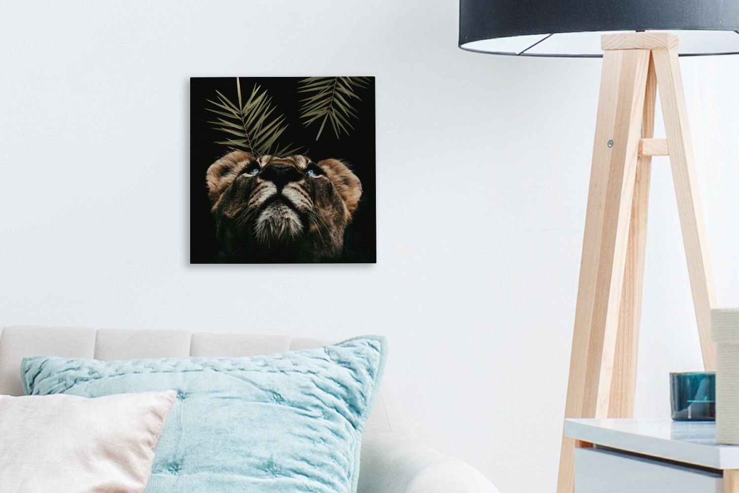 St), Leinwand Wohnzimmer - Farn Leinwandbild für - Tiger OneMillionCanvasses® Bilder (1 Schlafzimmer Schwarz,