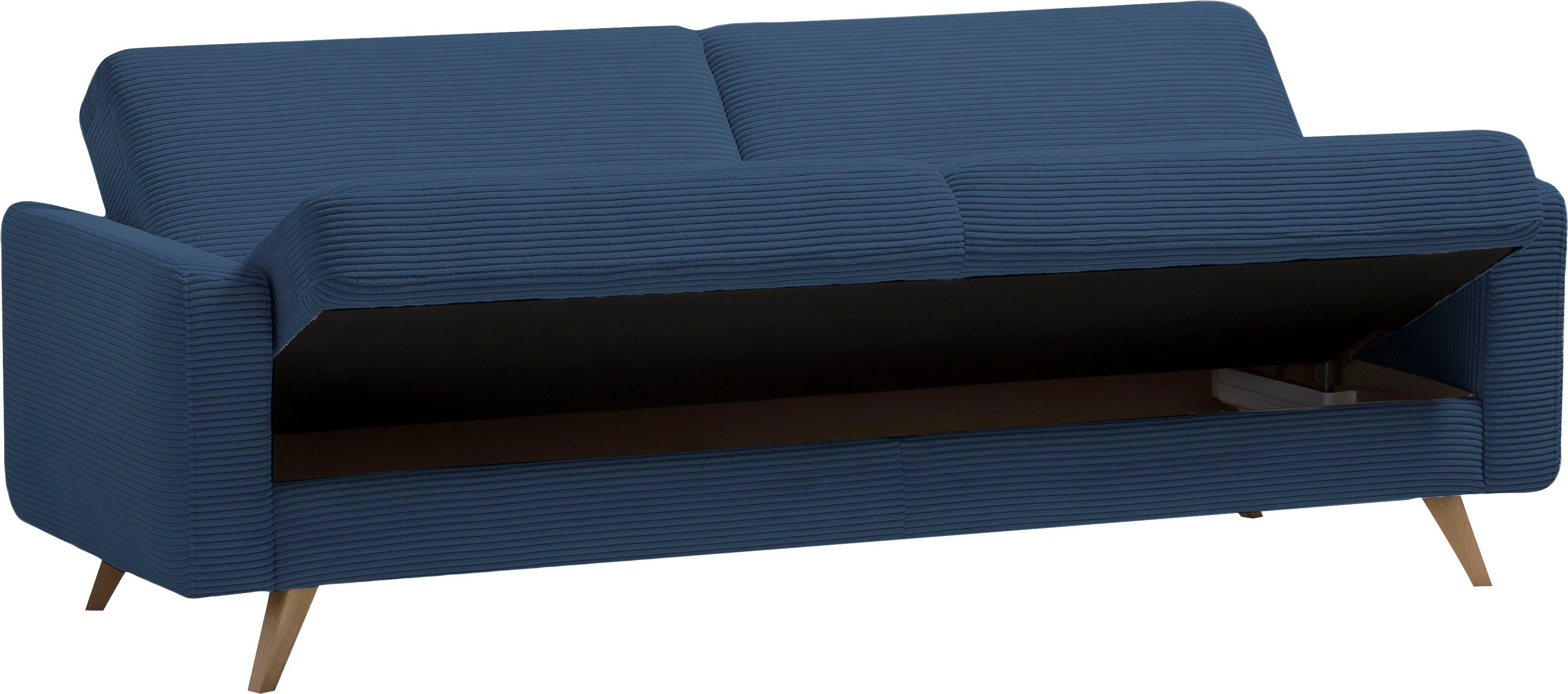 sofa Bettkasten Samso, - Inklusive und fashion 3-Sitzer Bettfunktion navy exxpo