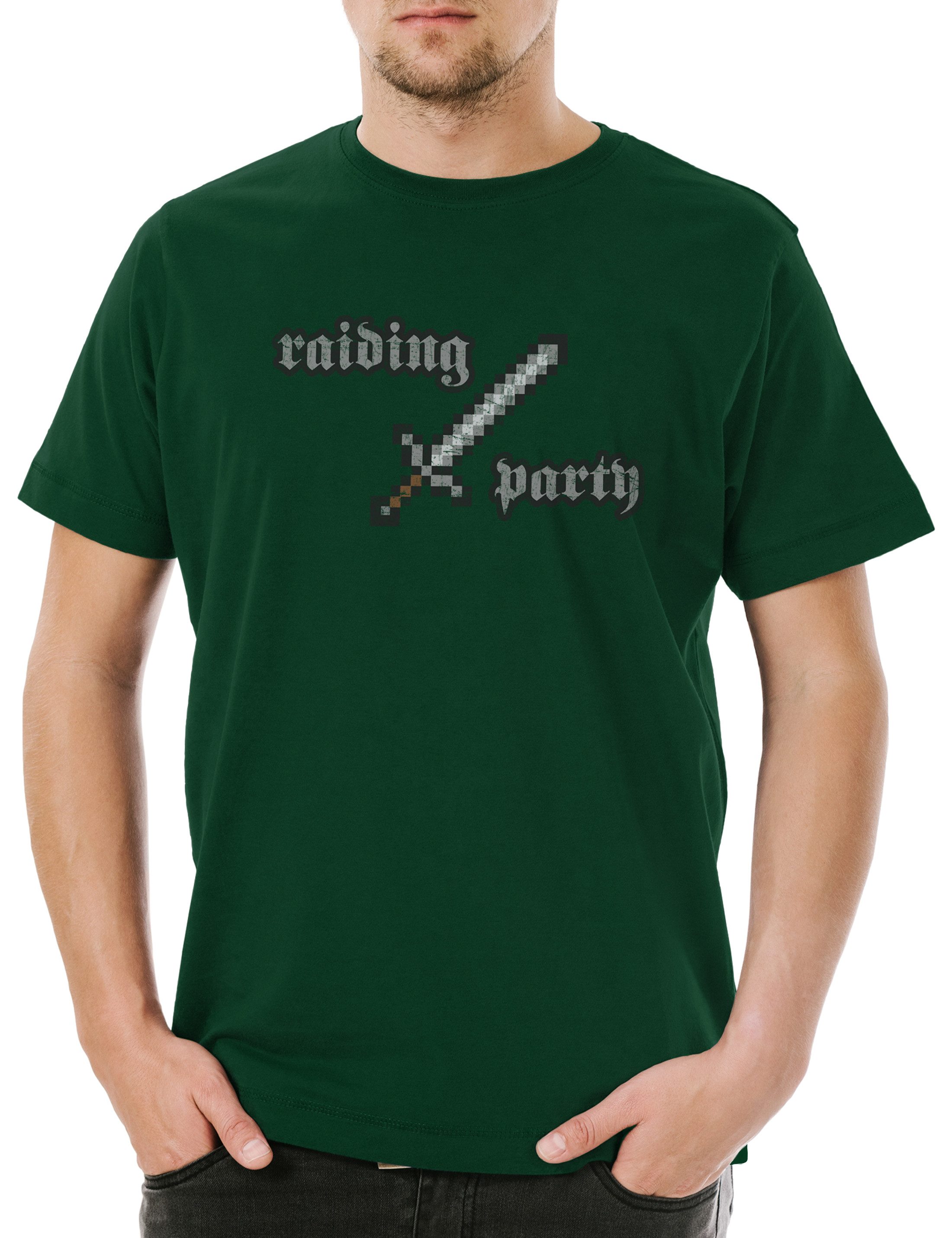 Urban Backwoods Print-Shirt Raiding Party Herren T-Shirt MMO MMORPG Raid Party RPG Role Play (1-tlg) Rollenspiel Healer Heiler Dungeons