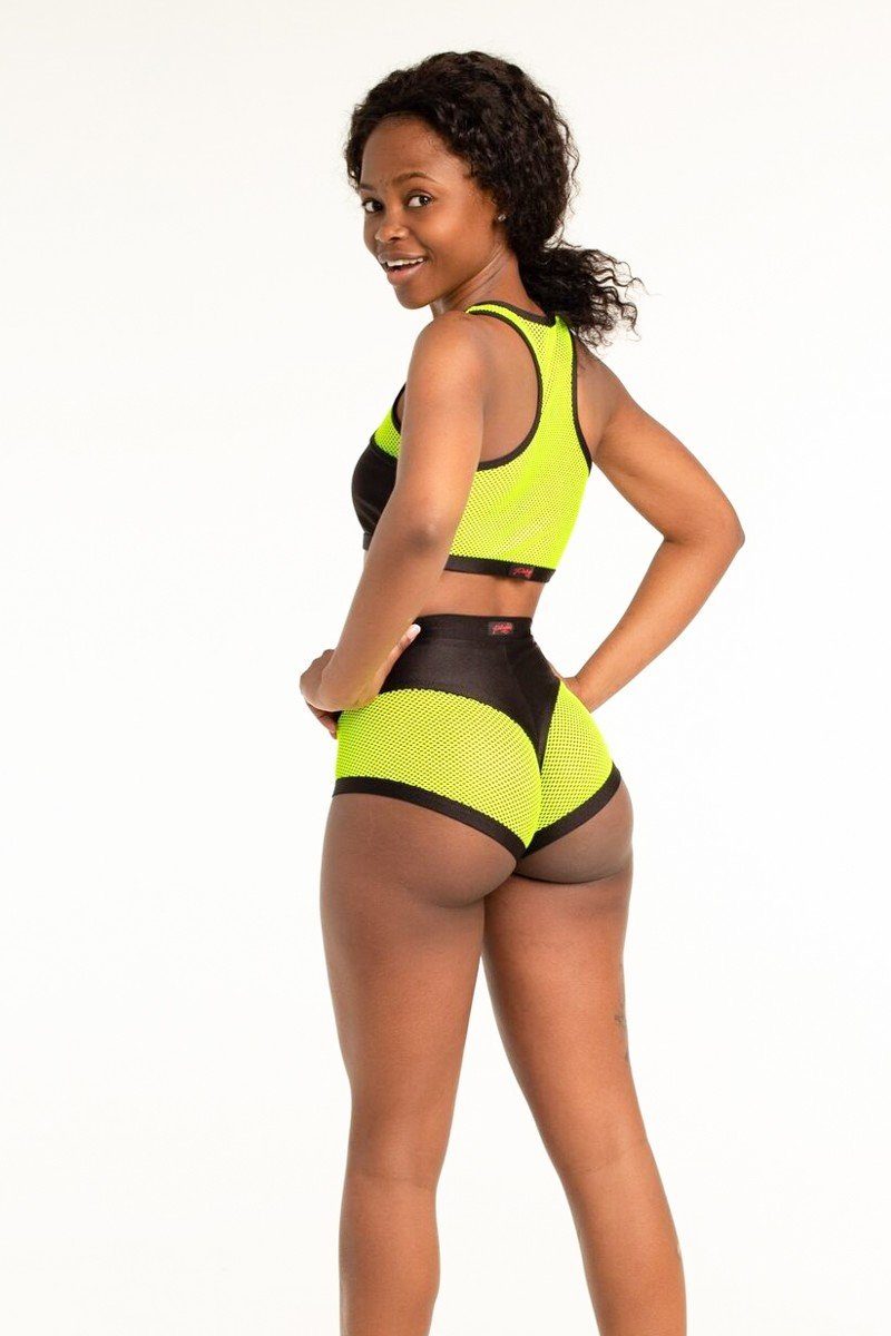 Panty Bekleidung Polerina Sport Yellow & Black Shorts (1-St) Polerina für Frauen