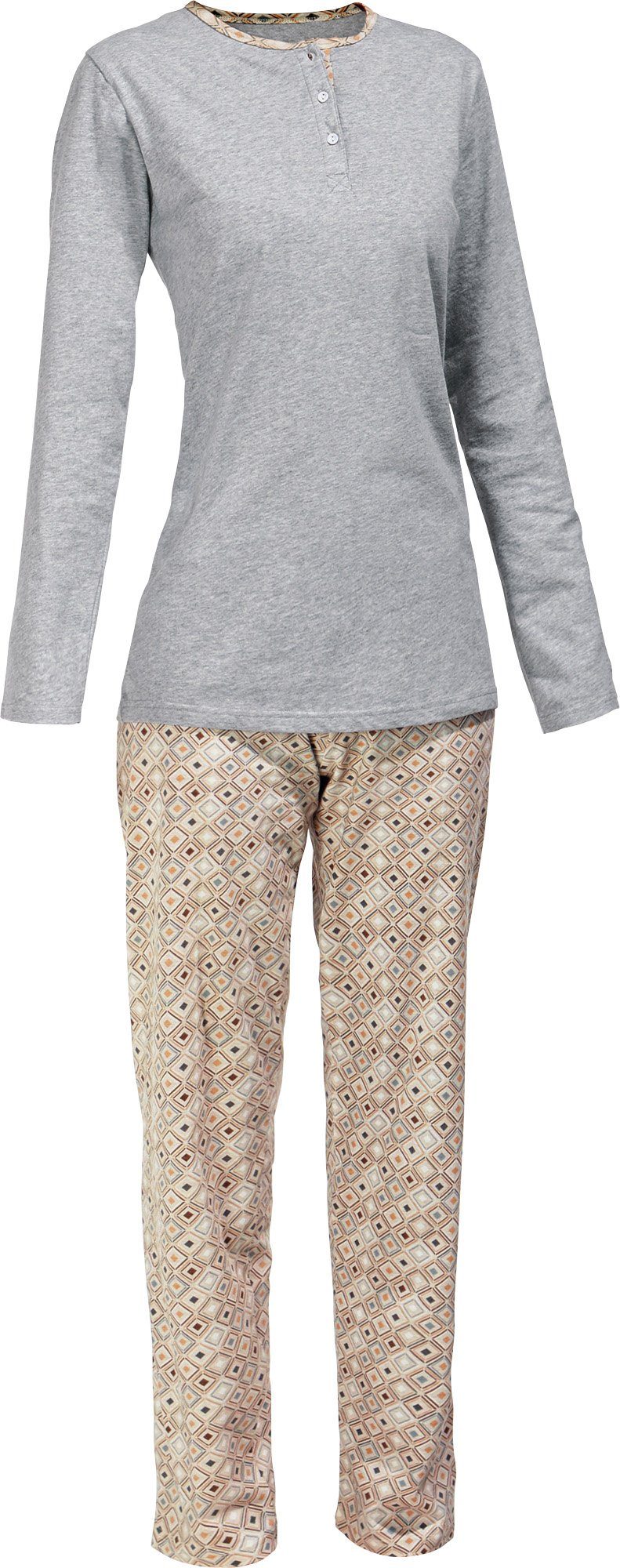 Erwin Müller Pyjama Damen-Schlafanzug (2 Single-Jersey gemustert tlg)