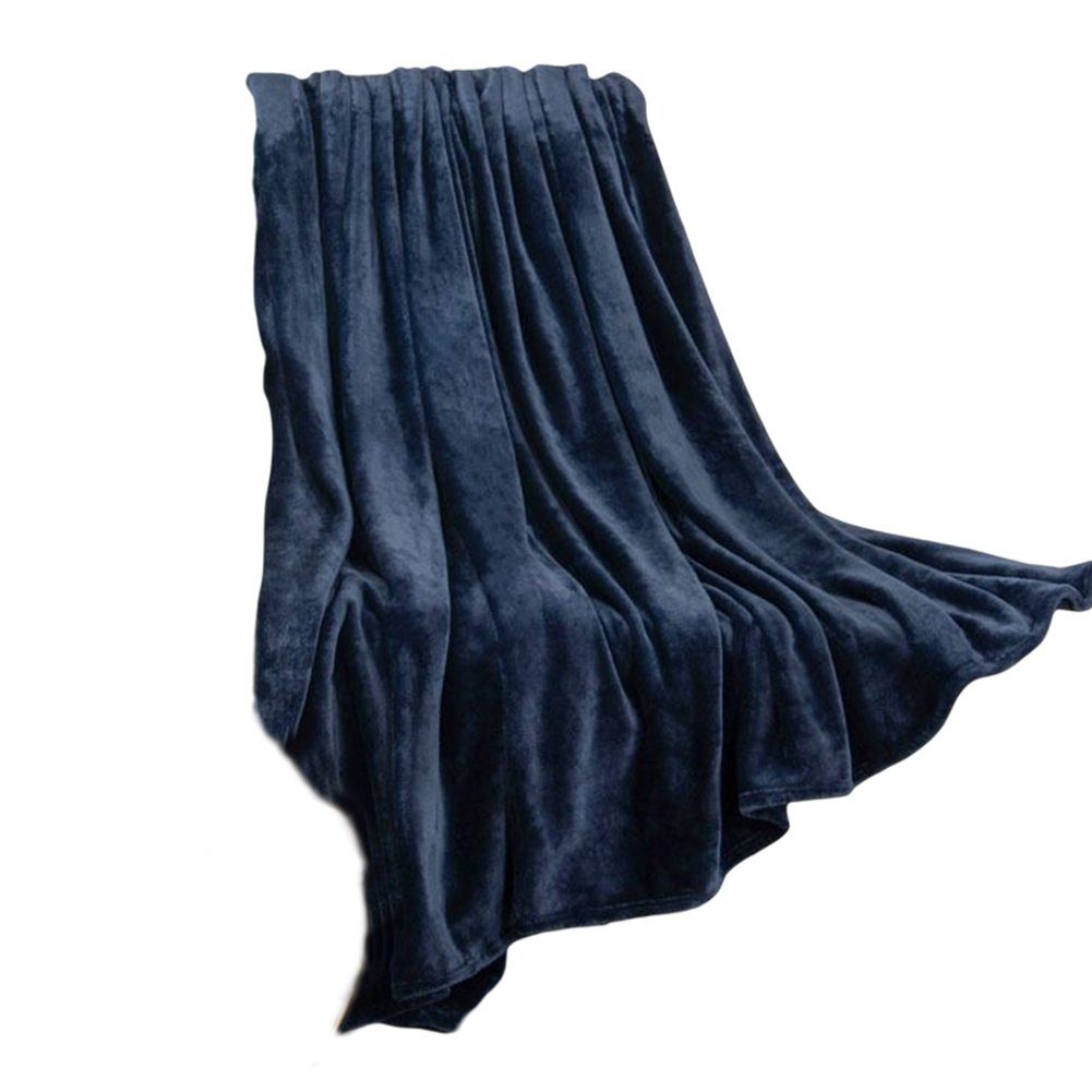 Wohndecke Einfarbige Waschlappendecke, Verdickte Doppelseitige Fleece-Bettlaken, Blusmart royal blue