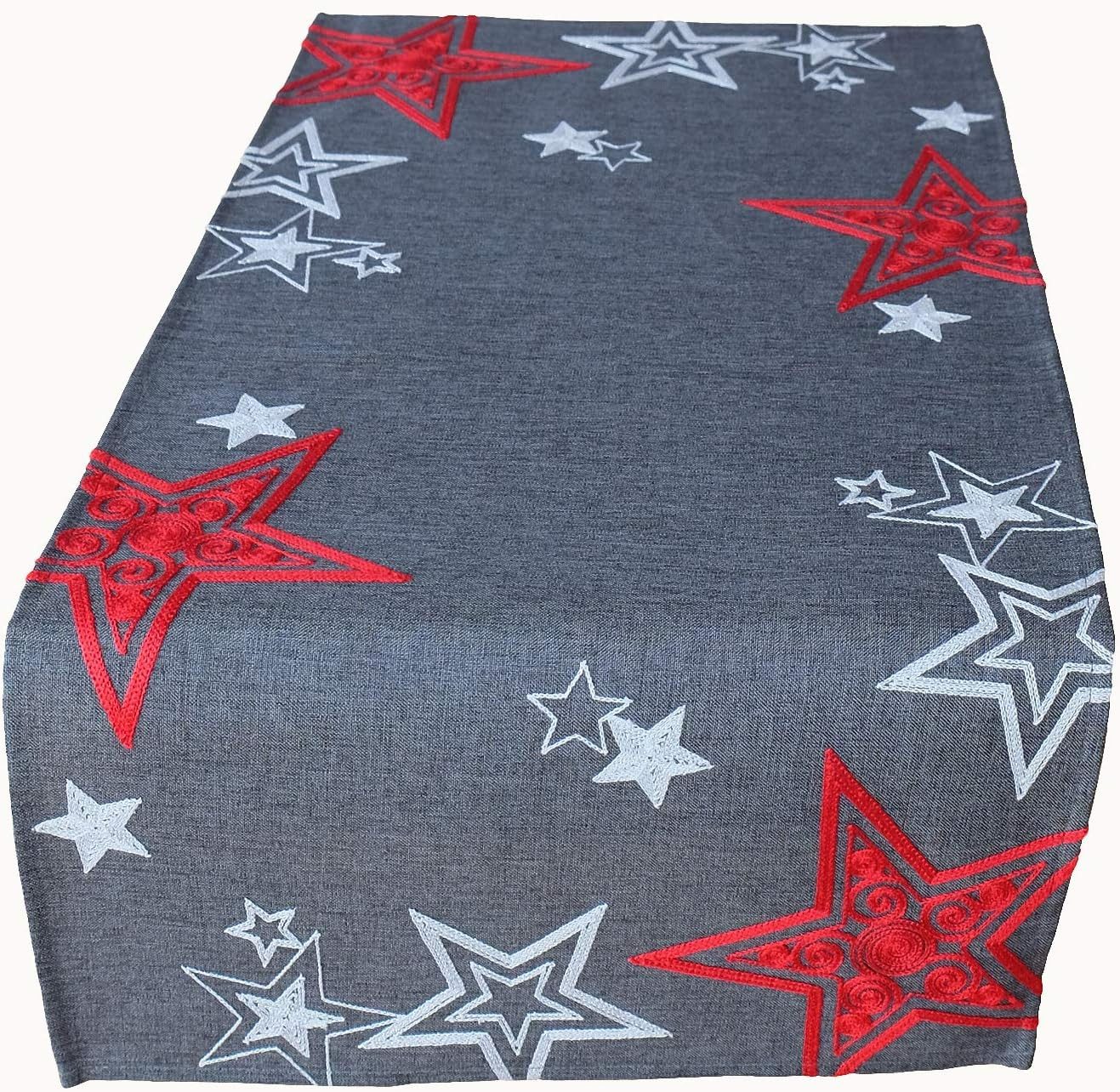 texpot Tischdecke Stickerei Sterne Winter Weihnachten (1-tlg) günstig online kaufen